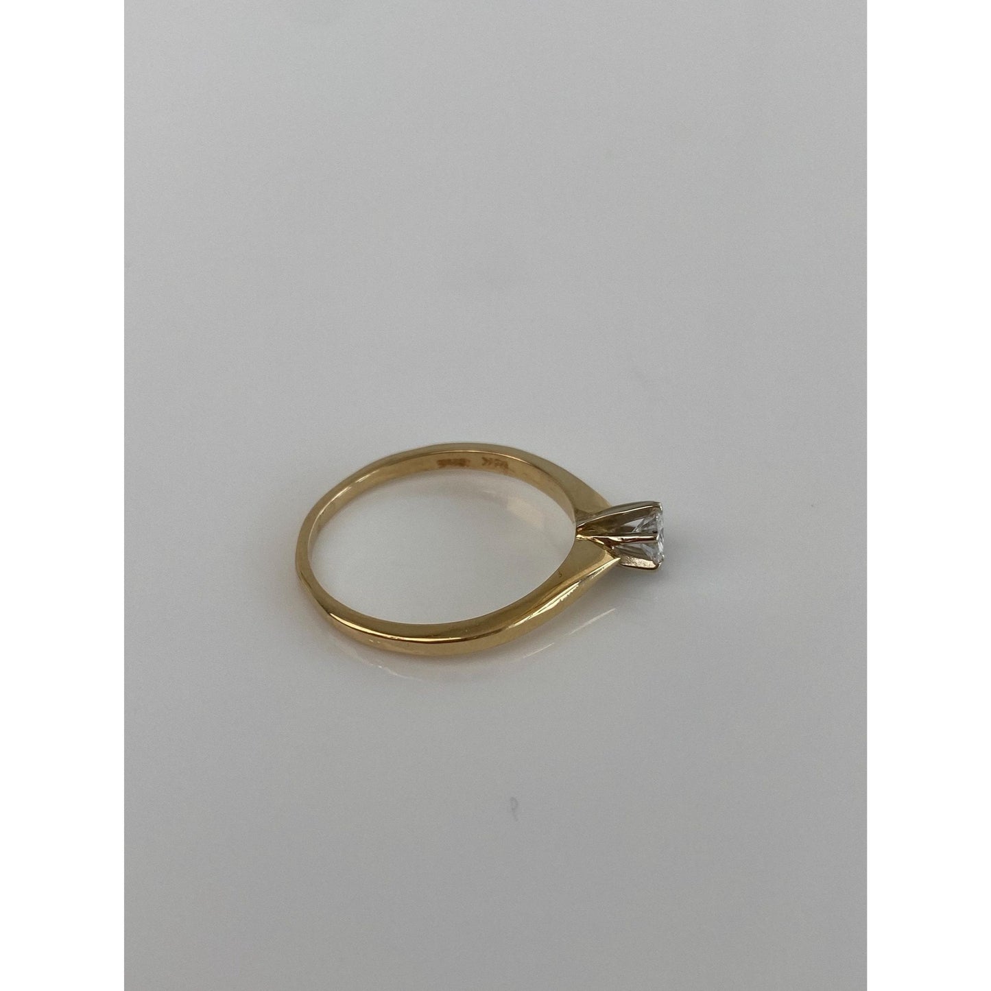 Vintage Solid 14k Yellow Gold Solitaire Diamond Engagement Ring - Size 6.75