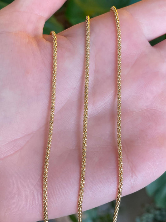 Vintage 18k Yellow Gold Popcorn Chain Necklace - 24 inches