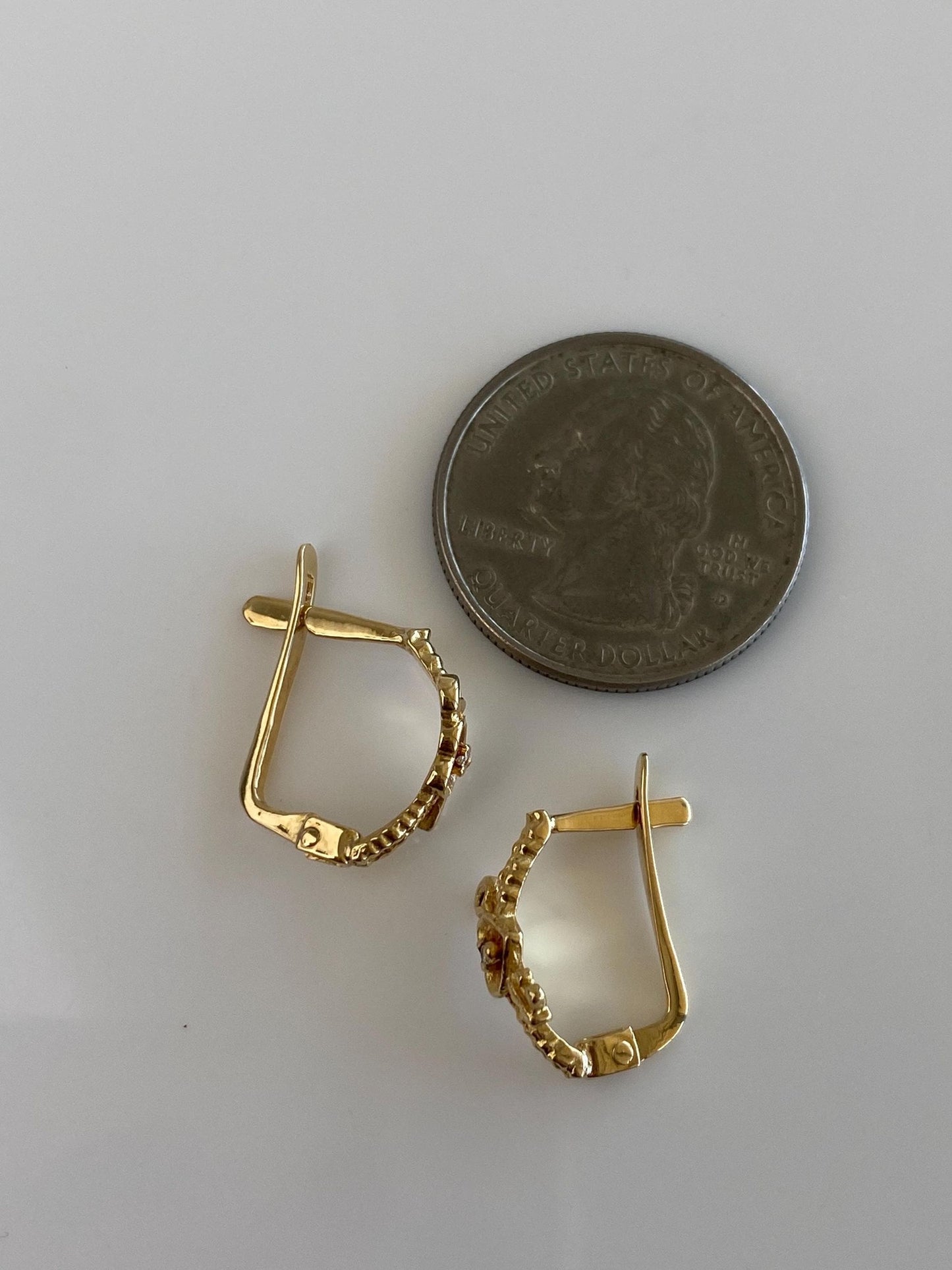 Vintage Solid 14k Yellow Gold Diamond Heart Arrow Drop Earrings
