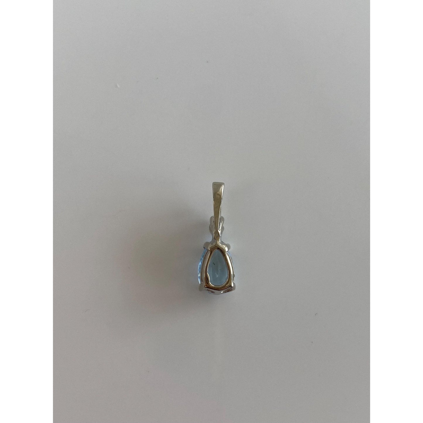Solid 14k White Gold Diamond Aquamarine Charm