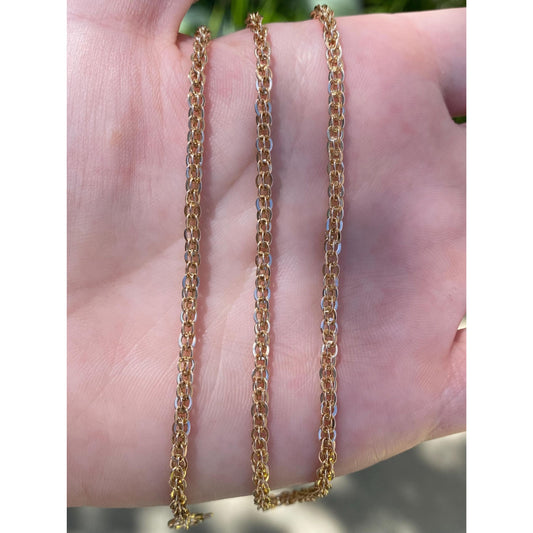 Vintage Solid 14k Rosey Gold Chain Necklace - 24 inches