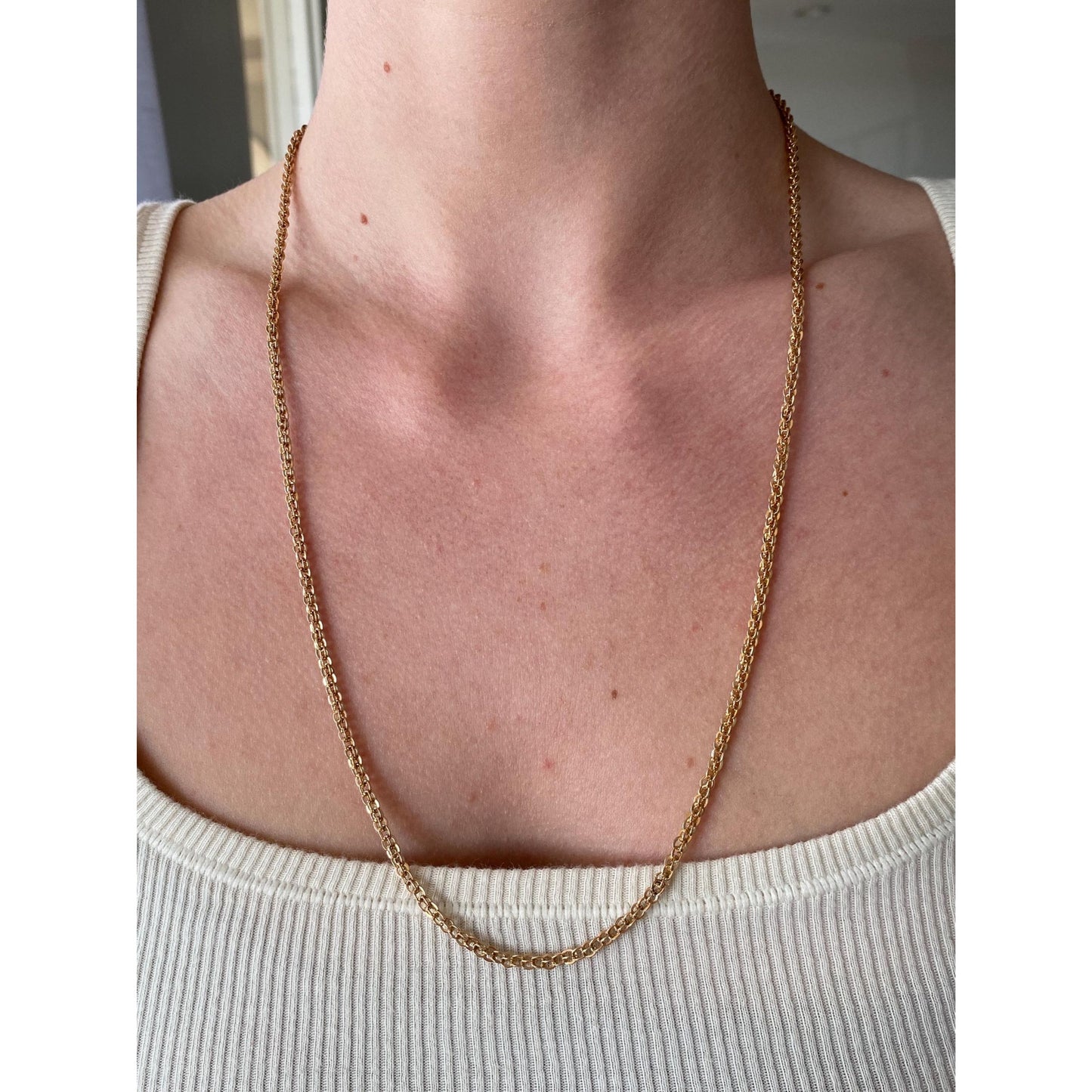 Vintage Solid 14k Rosey Gold Chain Necklace - 24 inches