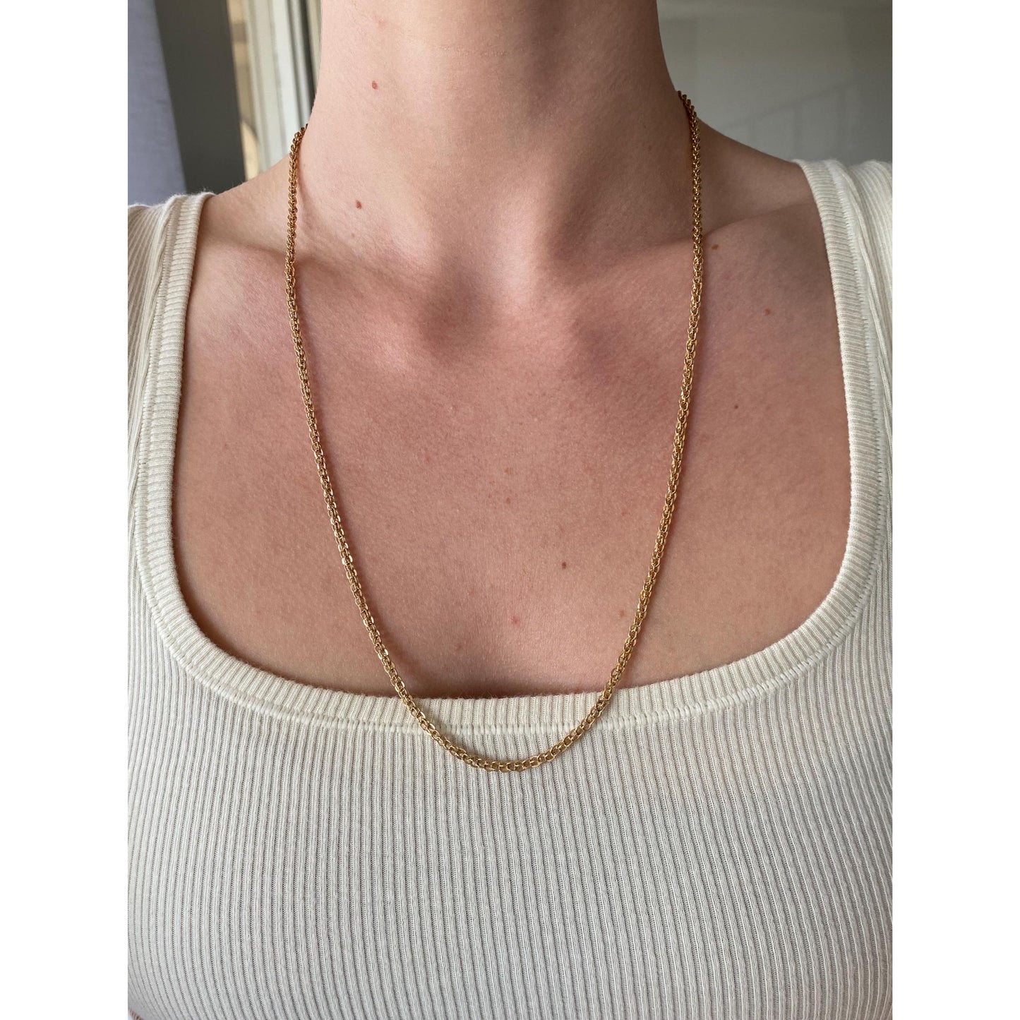 Vintage Solid 14k Rosey Gold Chain Necklace - 24 inches
