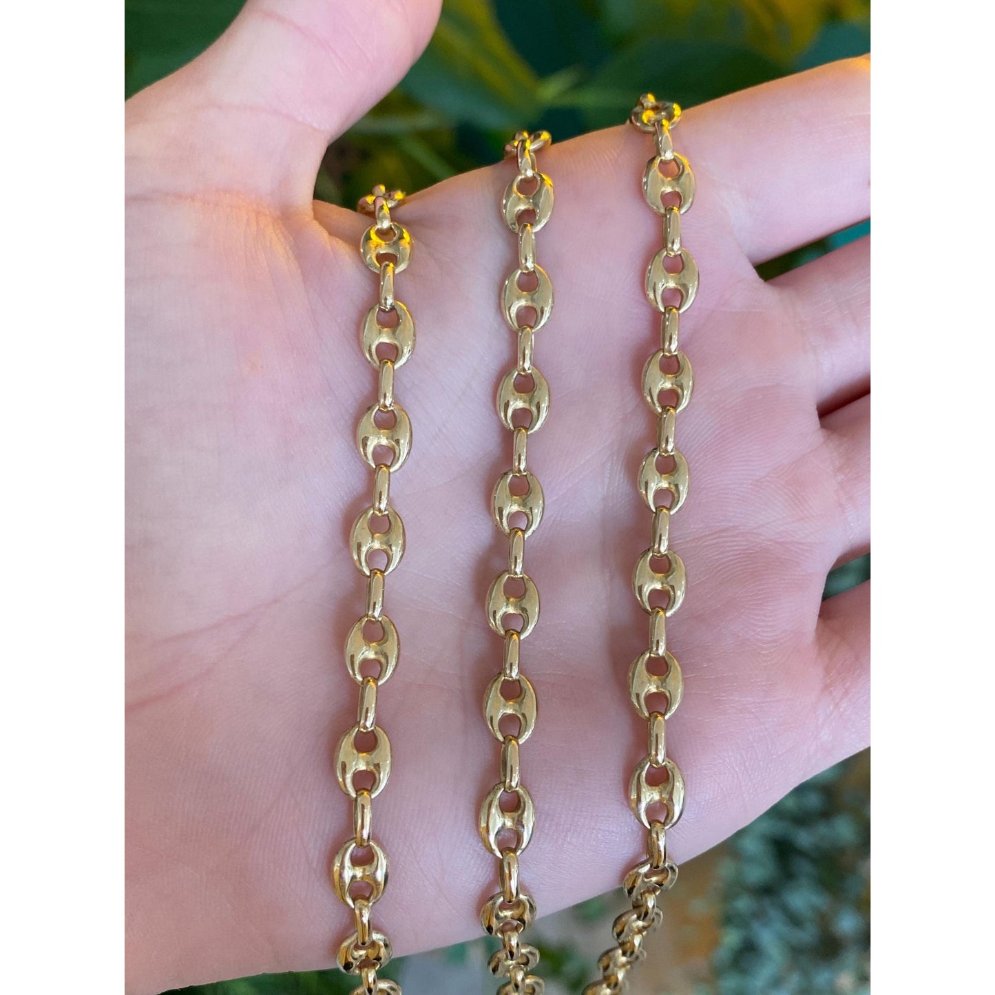 Vintage Solid 14k Yellow Gold Long Puffy Mariner Chain Necklace - 28.75 inches