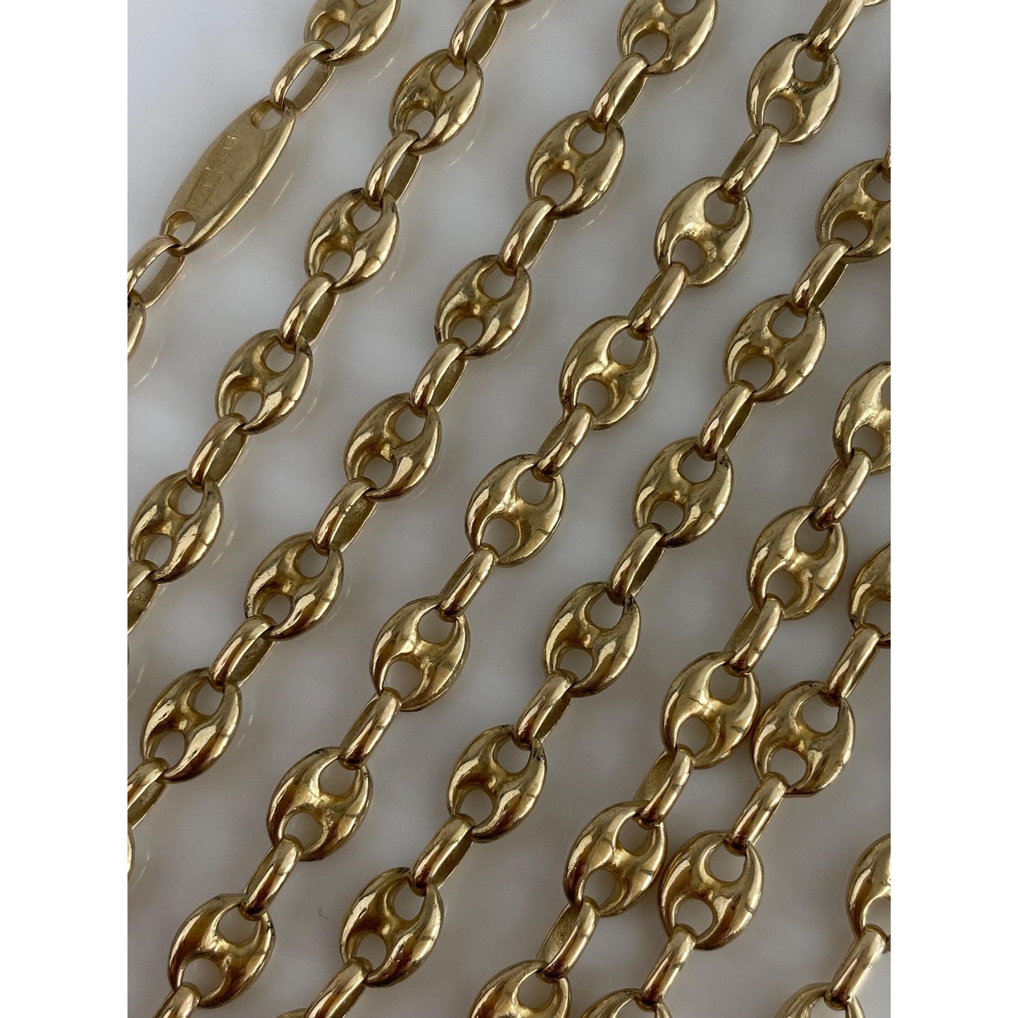 Vintage Solid 14k Yellow Gold Long Puffy Mariner Chain Necklace - 28.75 inches