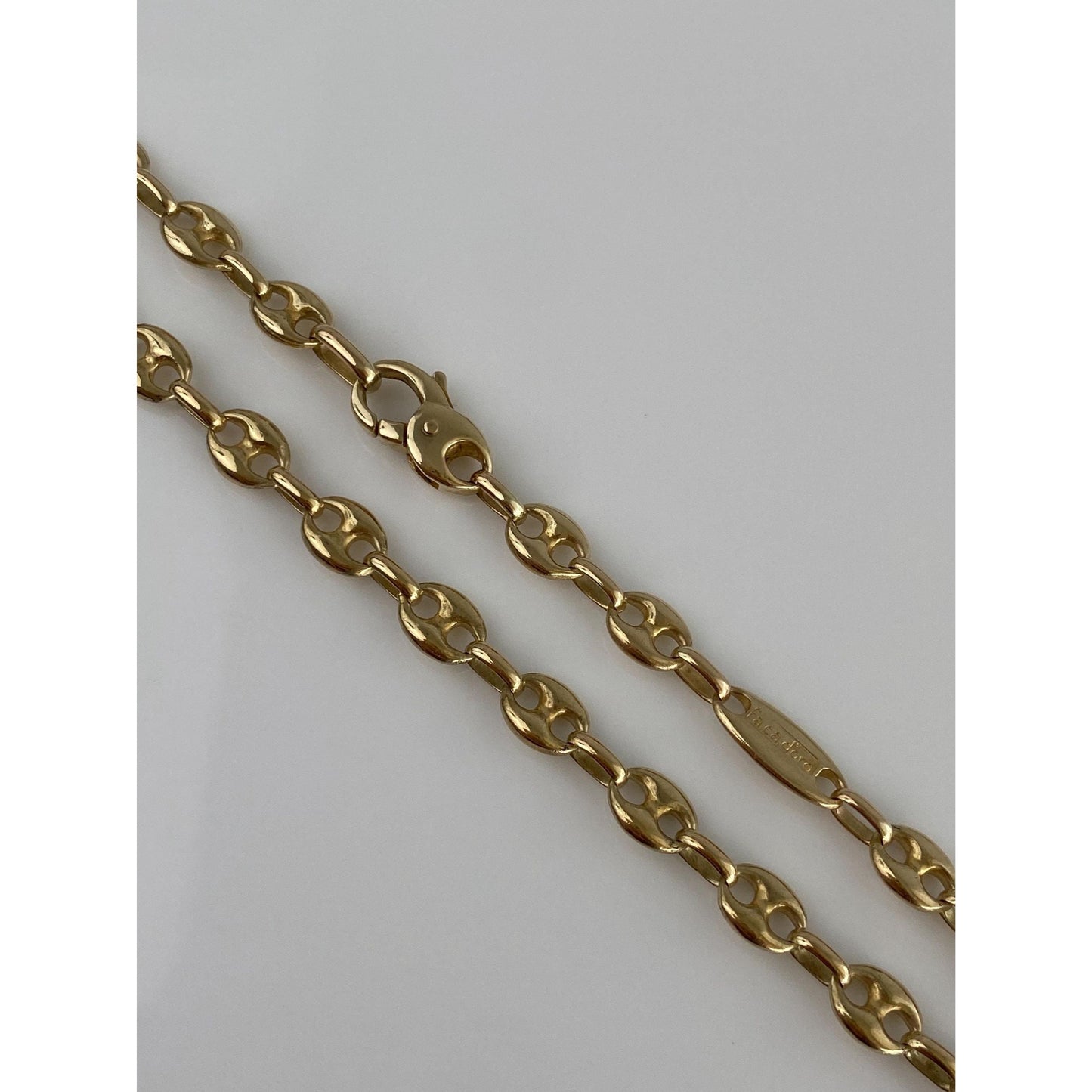 Vintage Solid 14k Yellow Gold Long Puffy Mariner Chain Necklace - 28.75 inches