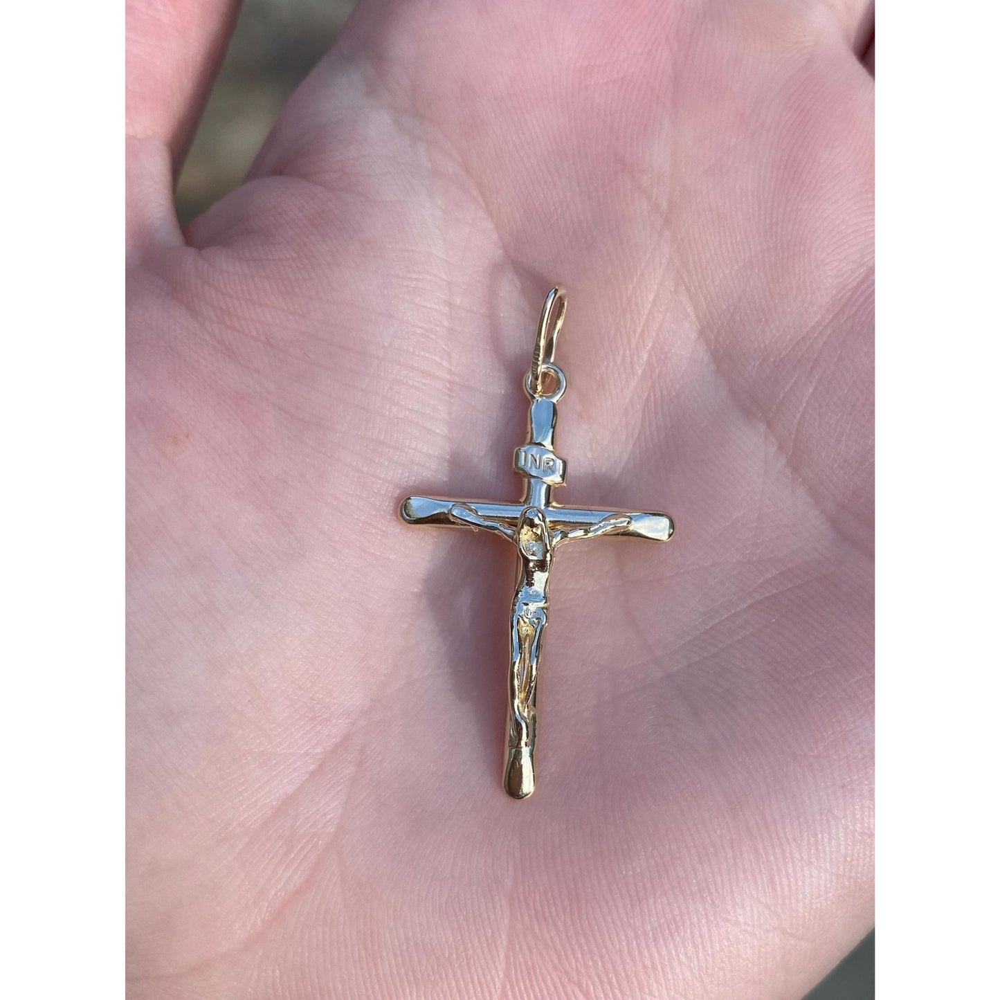 Vintage Solid 14k Yellow Gold Crucifix Cross Charm