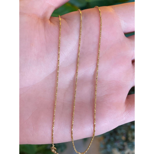 Vintage Solid 14k Yellow Gold Twist Box Chain Necklace - 18.25 inches
