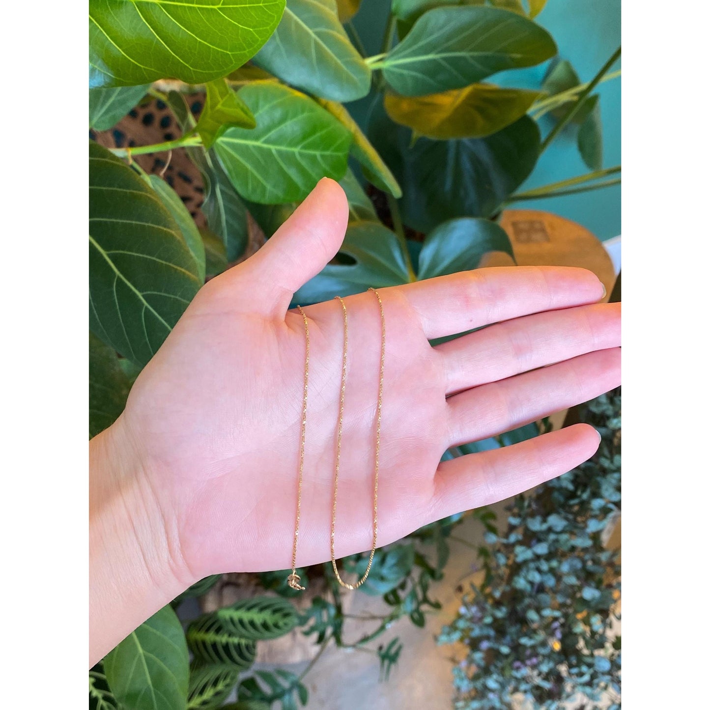 Vintage Solid 14k Yellow Gold Twist Box Chain Necklace - 18.25 inches