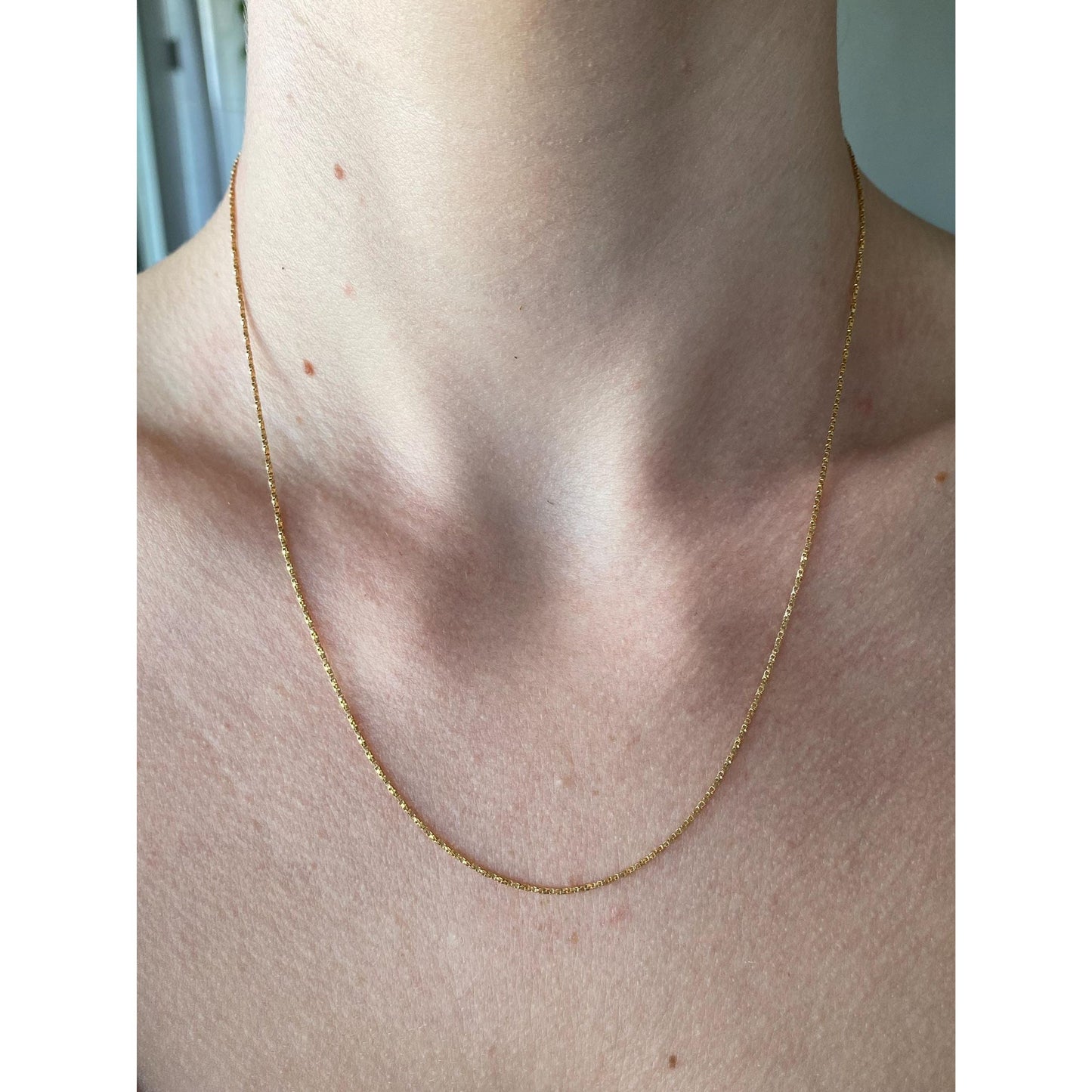 Vintage Solid 14k Yellow Gold Twist Box Chain Necklace - 18.25 inches