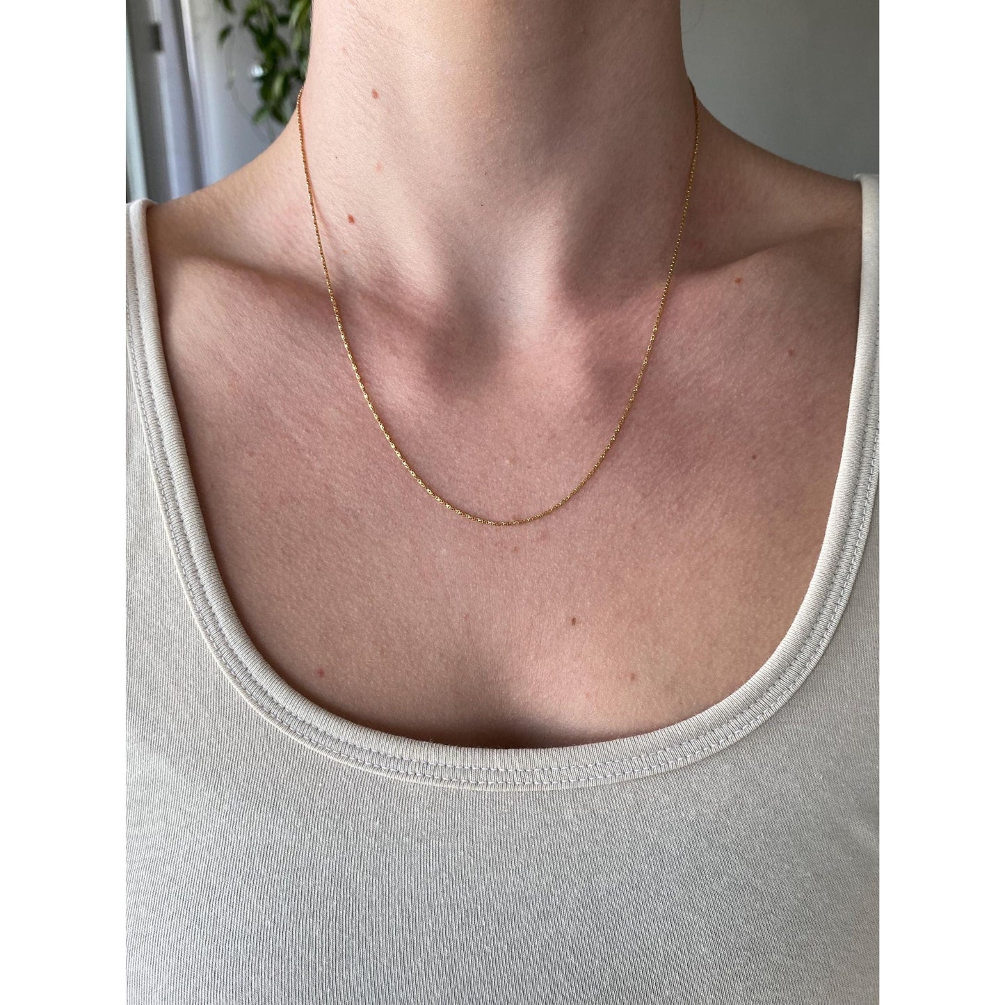 Vintage Solid 14k Yellow Gold Twist Box Chain Necklace - 18.25 inches