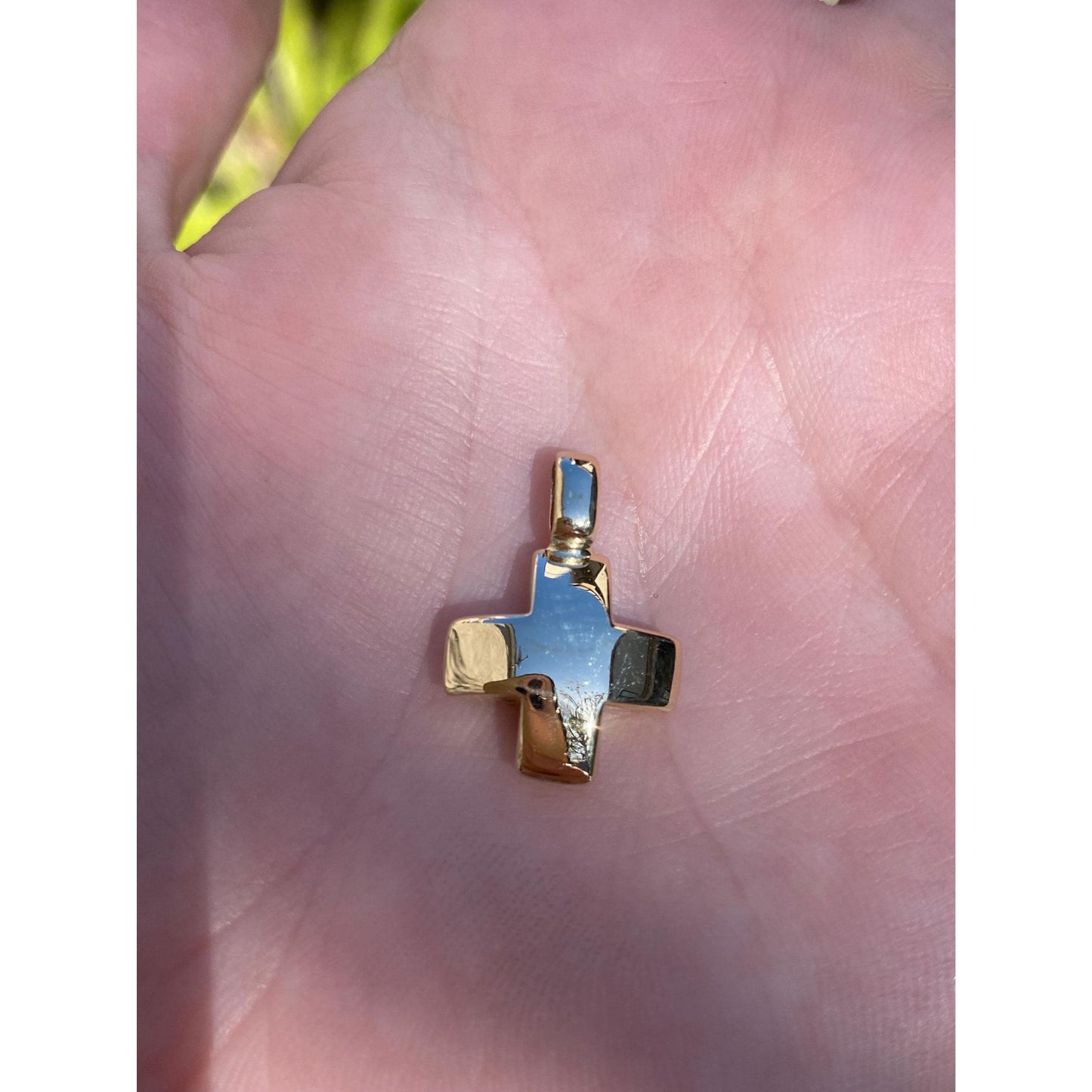 Vintage 14k Yellow Gold Puffy Cross Charm