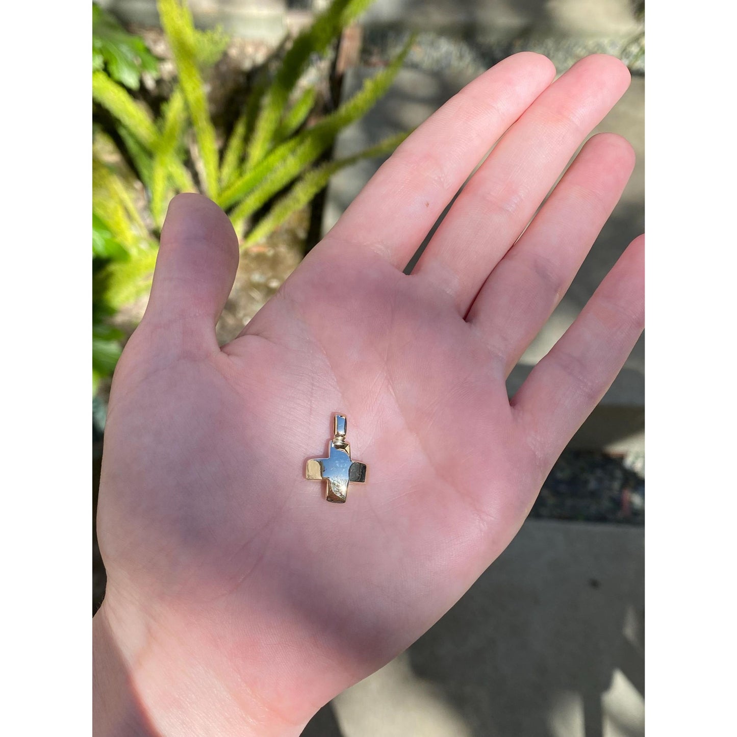 Vintage 14k Yellow Gold Puffy Cross Charm