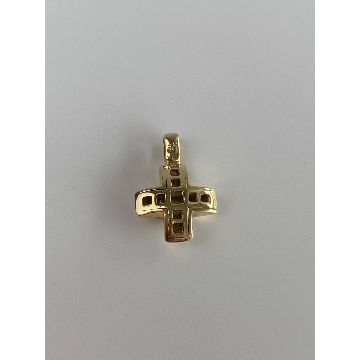 Vintage 14k Yellow Gold Puffy Cross Charm