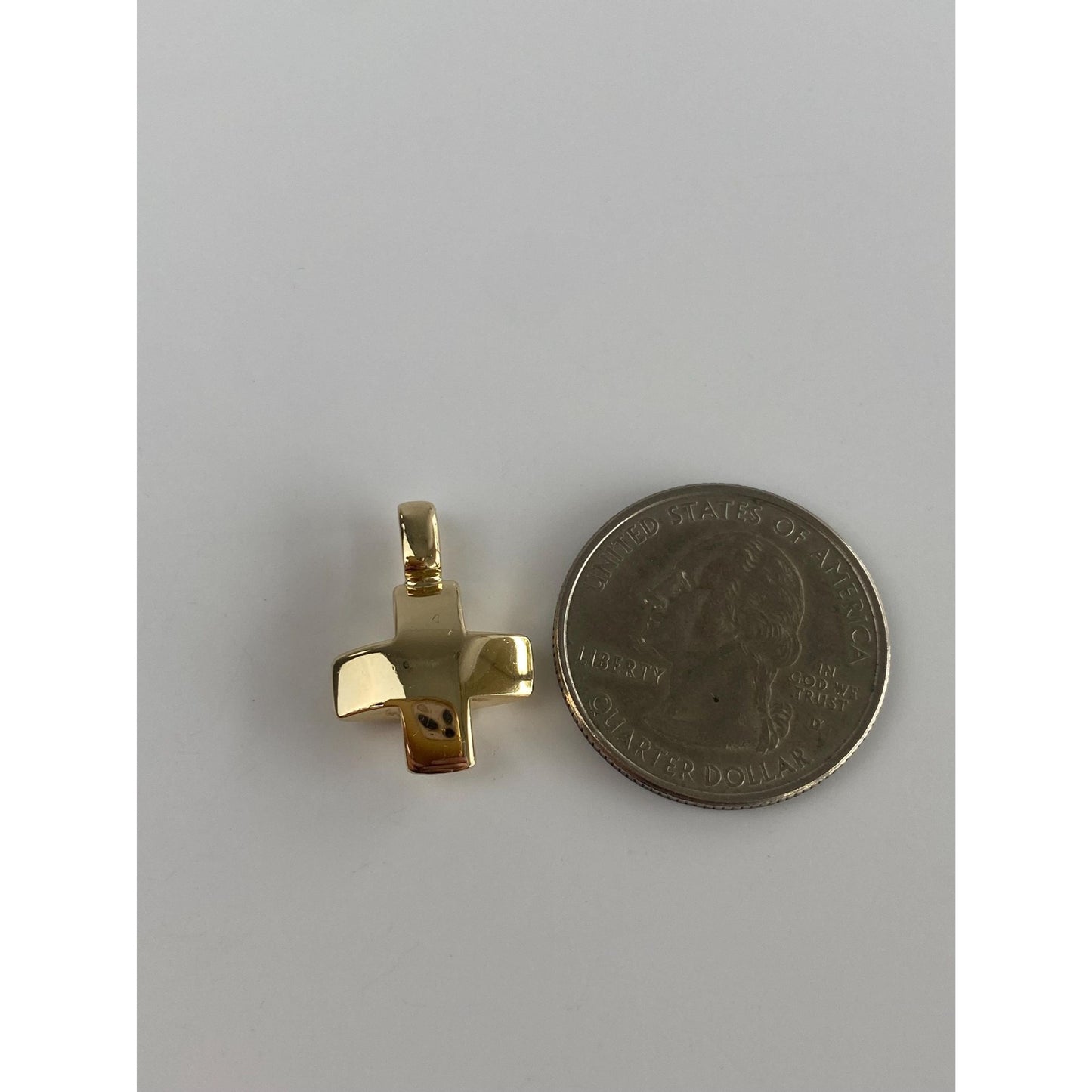 Vintage 14k Yellow Gold Puffy Cross Charm