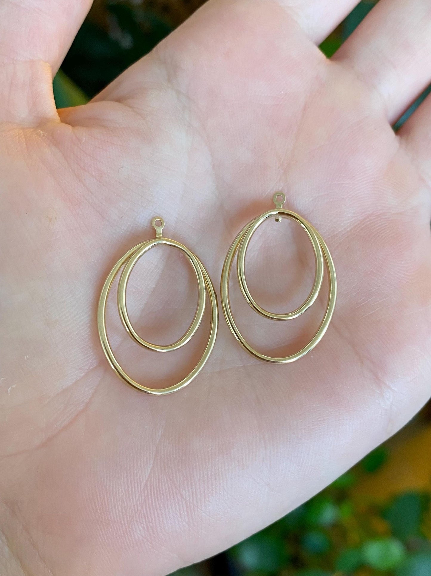 Vintage 14k Yellow Gold Ovals Earring Jackets