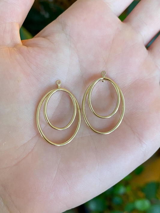 Vintage 14k Yellow Gold Ovals Earring Jackets