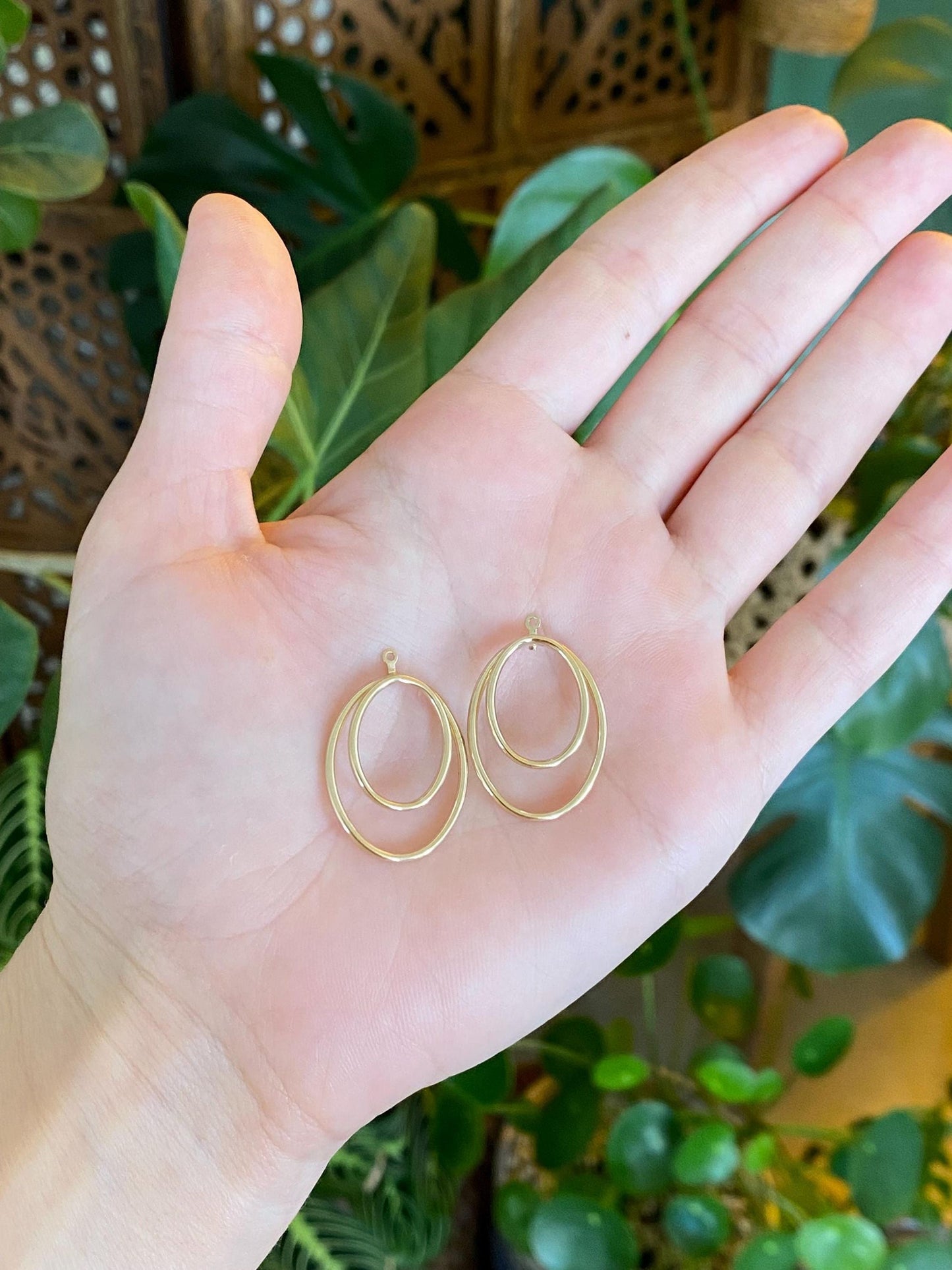 Vintage 14k Yellow Gold Ovals Earring Jackets