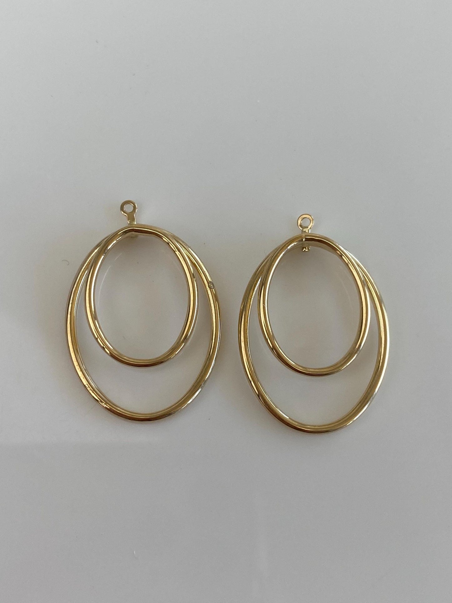 Vintage 14k Yellow Gold Ovals Earring Jackets