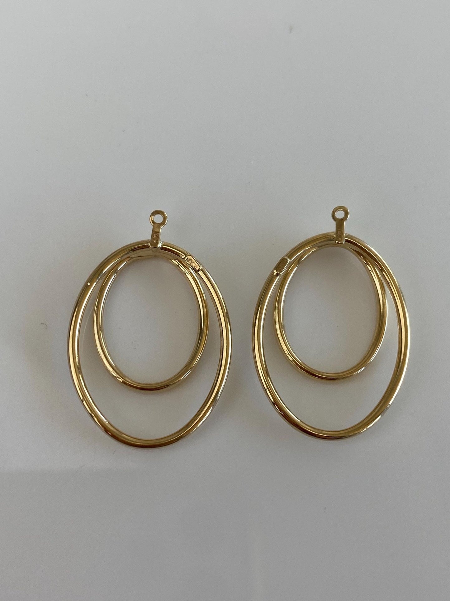 Vintage 14k Yellow Gold Ovals Earring Jackets