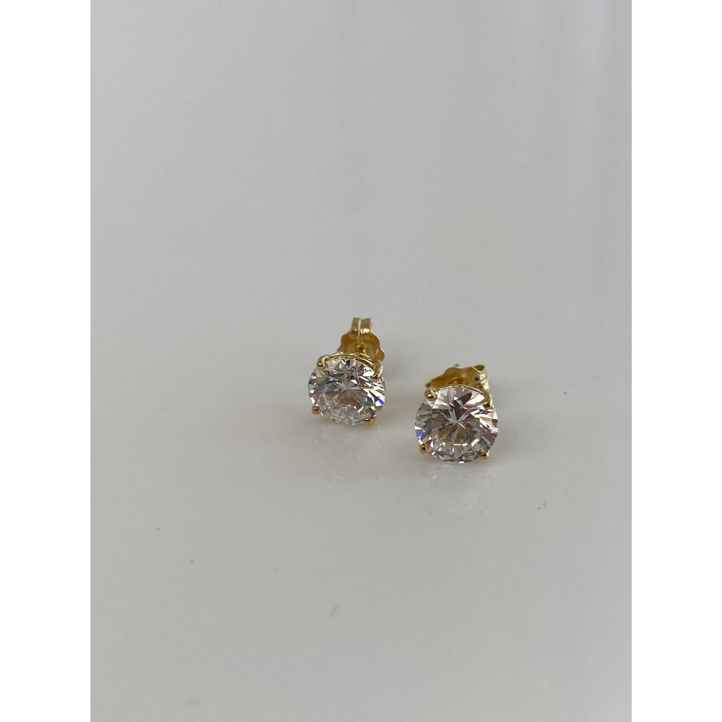 Solid 14k Yellow Gold Cubic Zirconia Stud Earrings