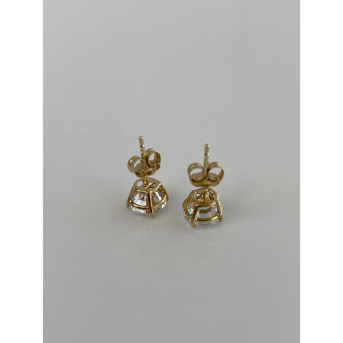 Solid 14k Yellow Gold Cubic Zirconia Stud Earrings