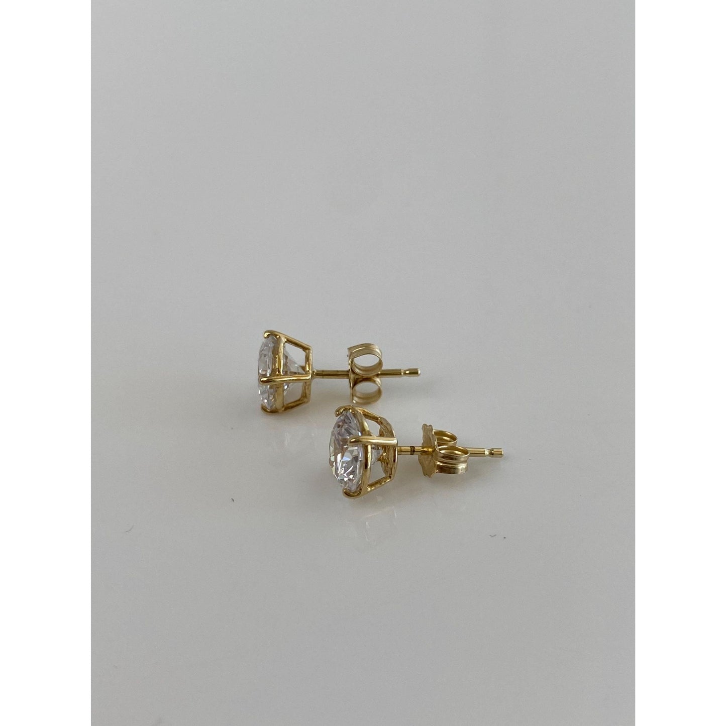 Solid 14k Yellow Gold Cubic Zirconia Stud Earrings