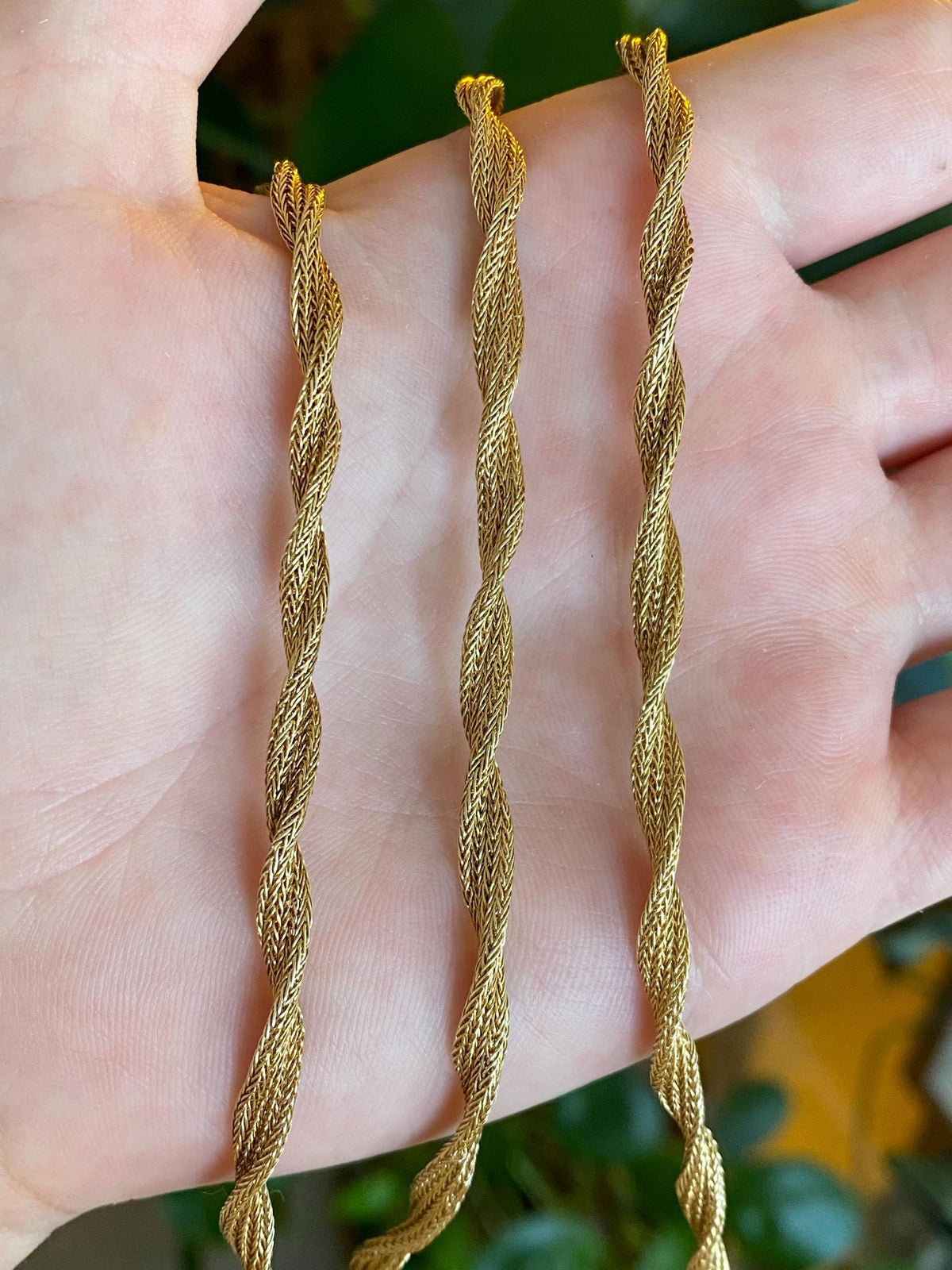 Solid 14k Yellow Gold Woven Twisted Necklace - 31.5 inches