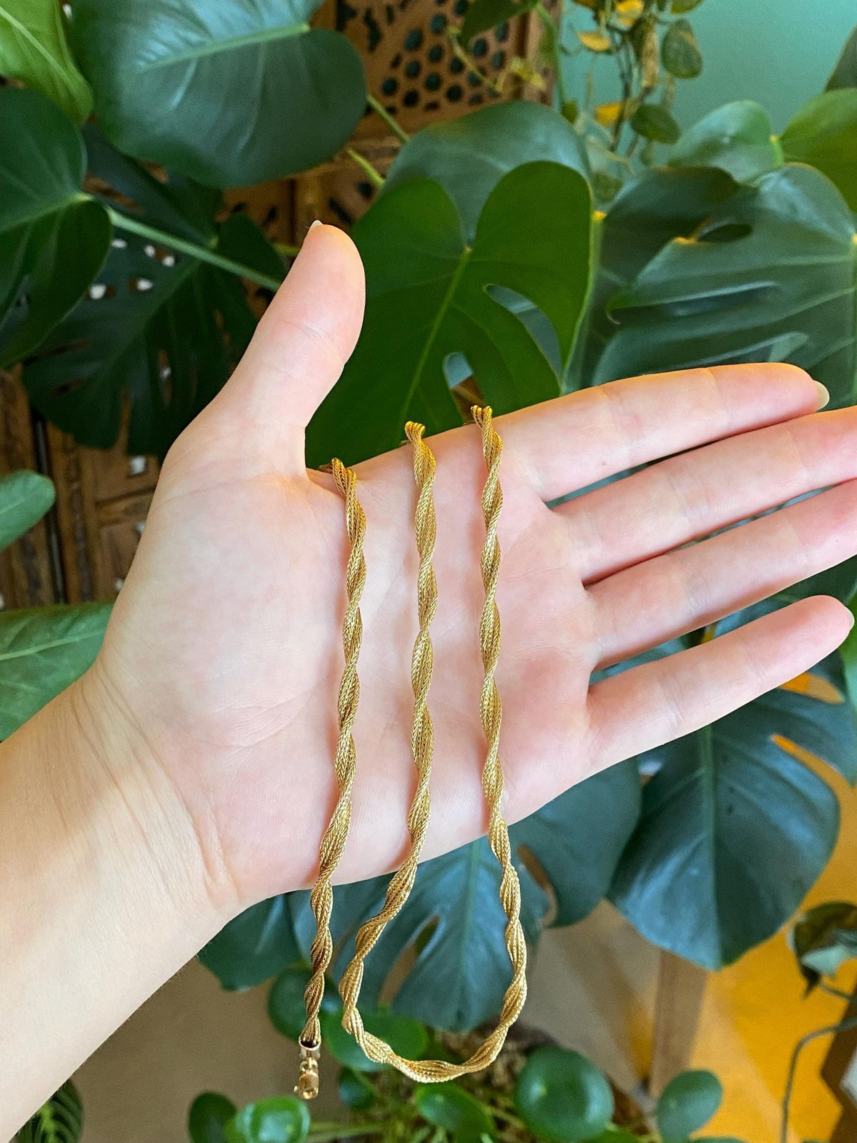 Solid 14k Yellow Gold Woven Twisted Necklace - 31.5 inches