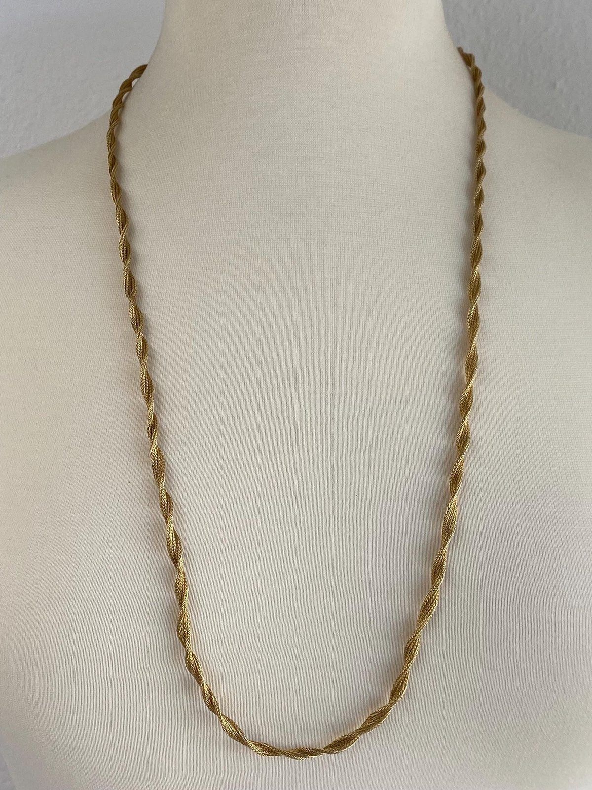 Solid 14k Yellow Gold Woven Twisted Necklace - 31.5 inches