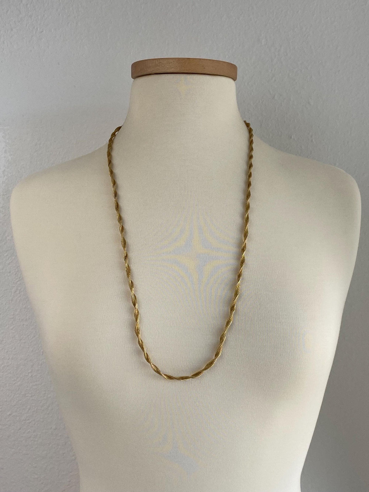 Solid 14k Yellow Gold Woven Twisted Necklace - 31.5 inches