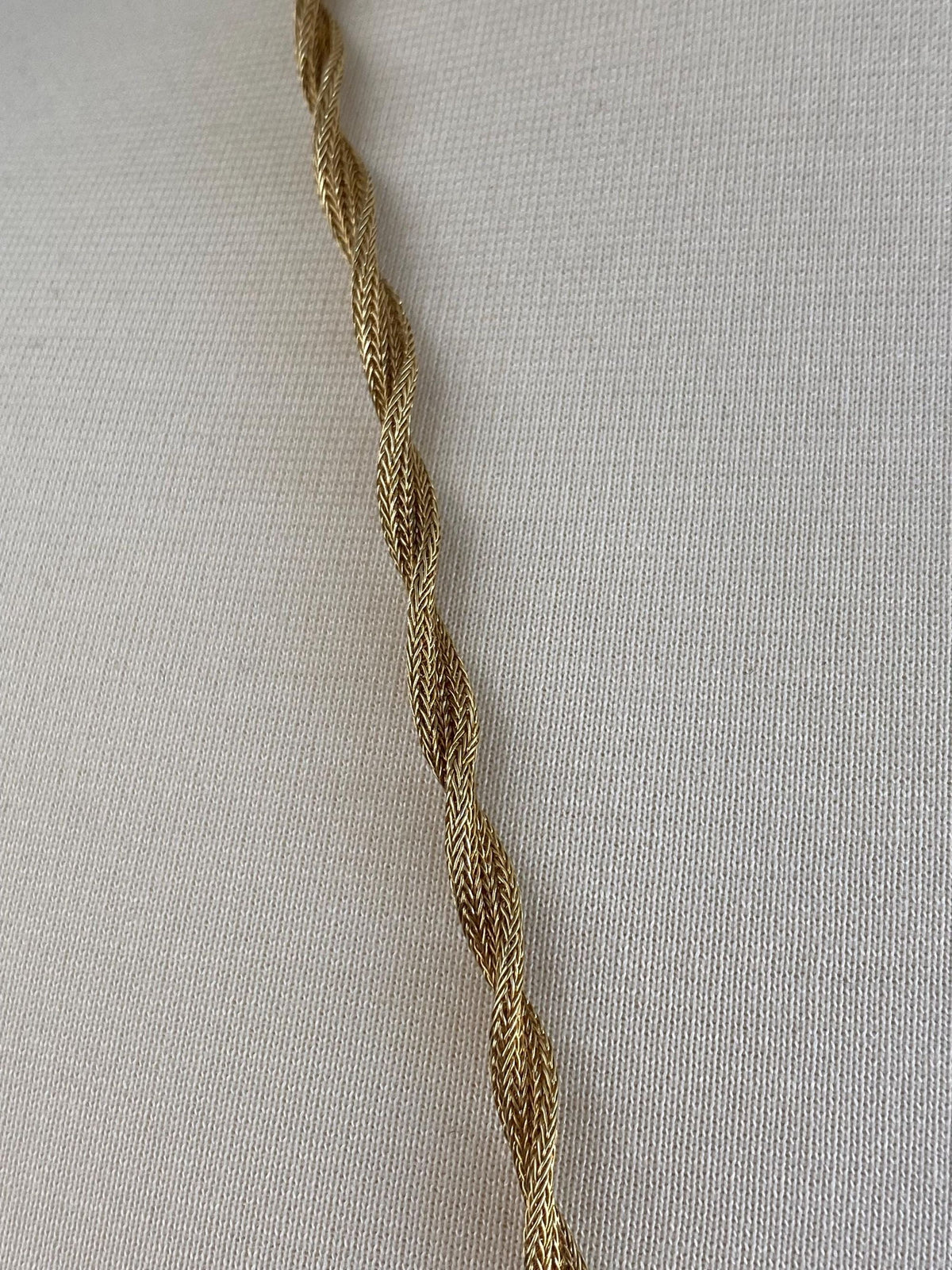 Solid 14k Yellow Gold Woven Twisted Necklace - 31.5 inches