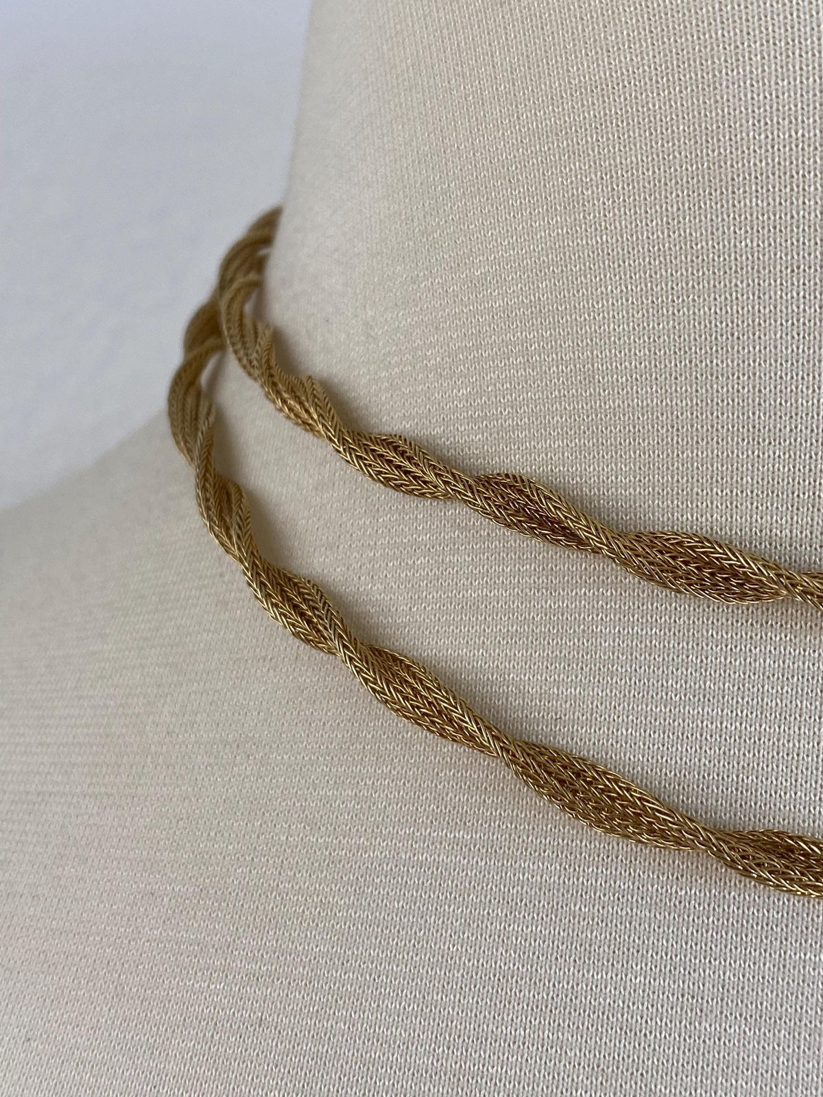 Solid 14k Yellow Gold Woven Twisted Necklace - 31.5 inches