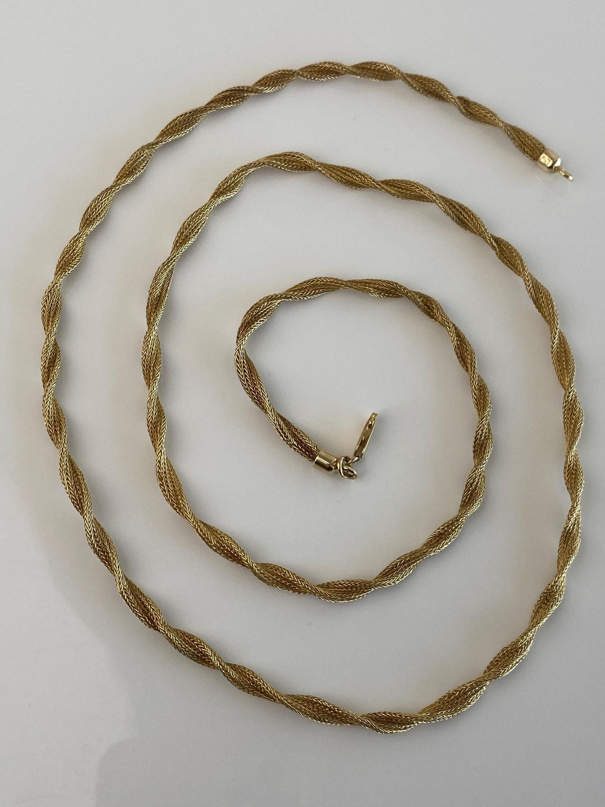 Solid 14k Yellow Gold Woven Twisted Necklace - 31.5 inches