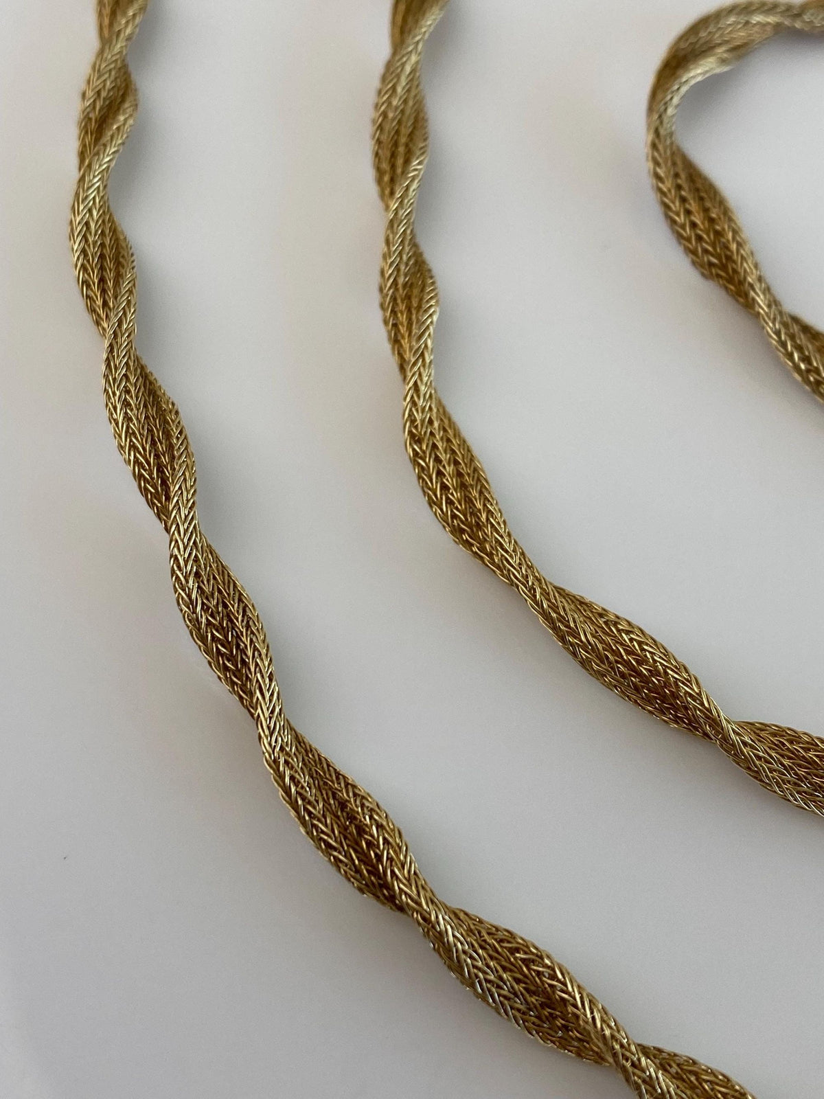 Solid 14k Yellow Gold Woven Twisted Necklace - 31.5 inches