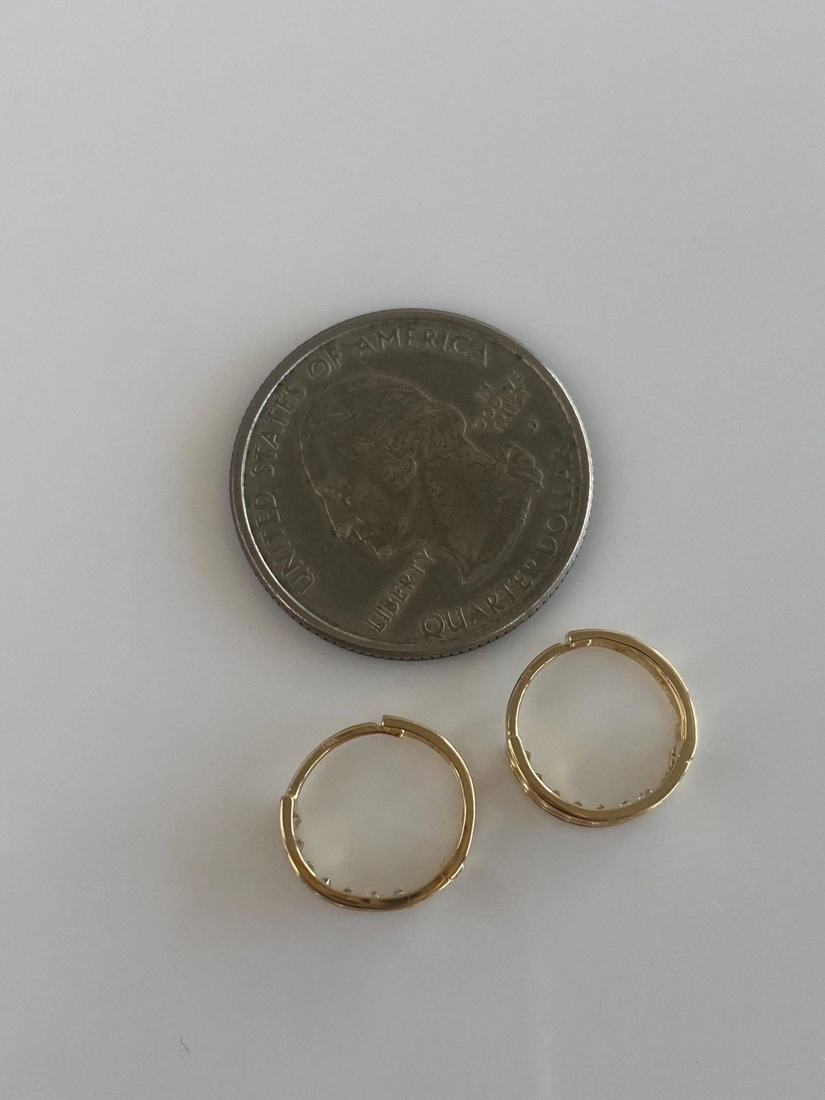 Vintage Solid 14k Yellow Gold Clear Cubic Zirconia Open Work Hoop Earrings
