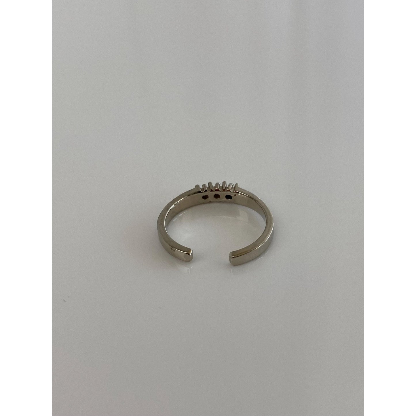 Vintage Solid 10k White Gold Diamond Open Ring - Size 4