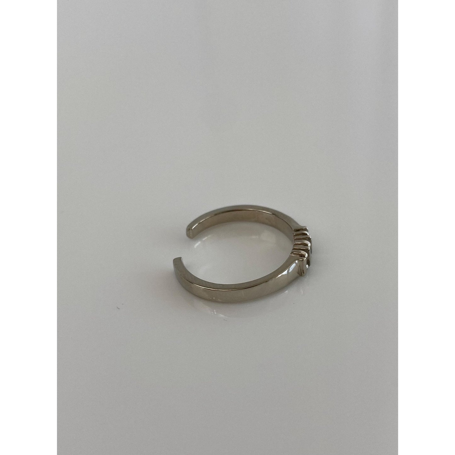 Vintage Solid 10k White Gold Diamond Open Ring - Size 4