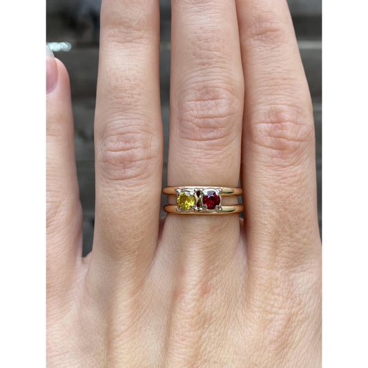 Vintage Solid 14k Yellow Gold Colored Topaz Ring - Size 6.25