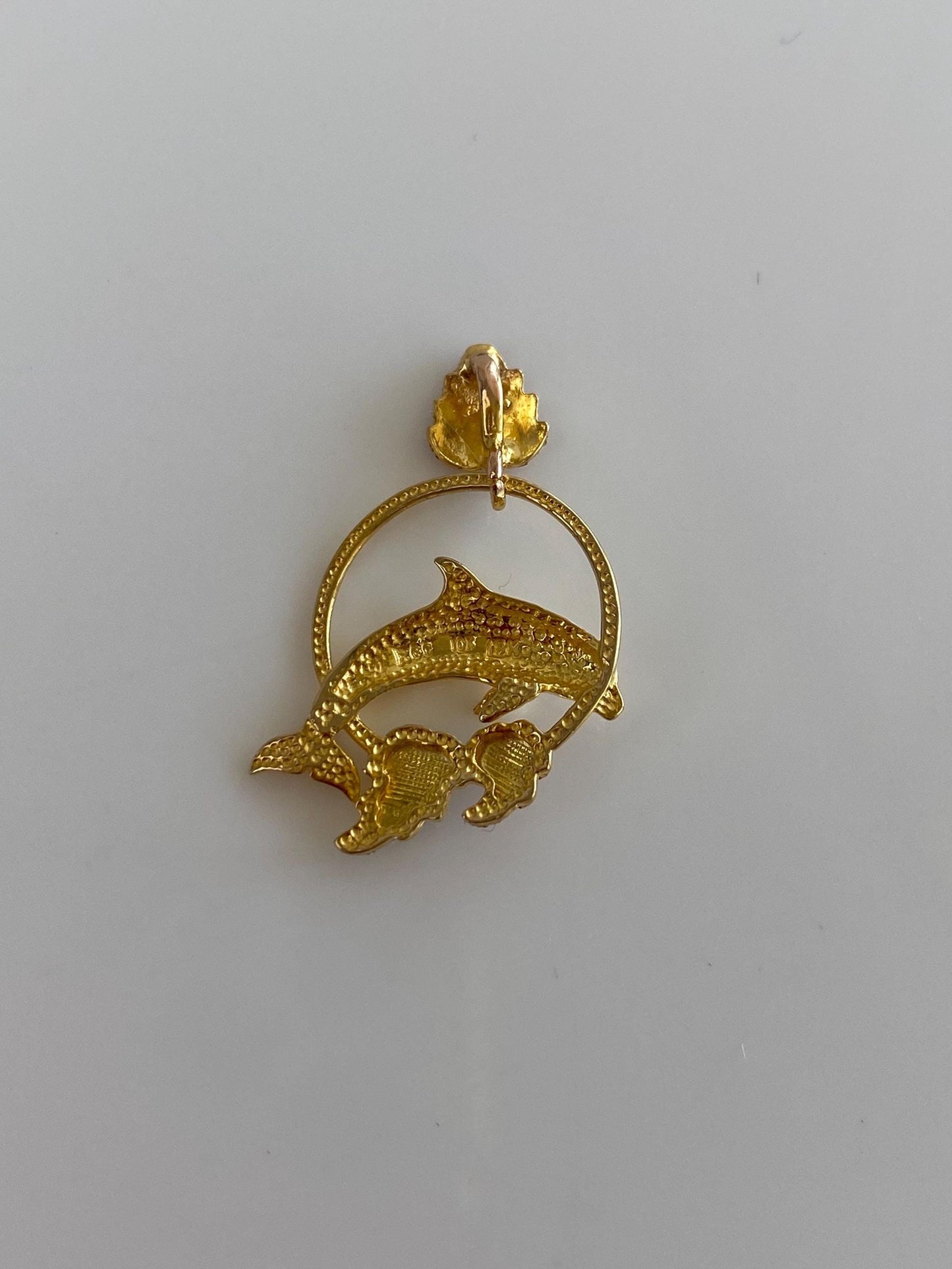 Vintage Solid 10k Black Hills Gold Diamond Cut Dolphin Leaves Charm