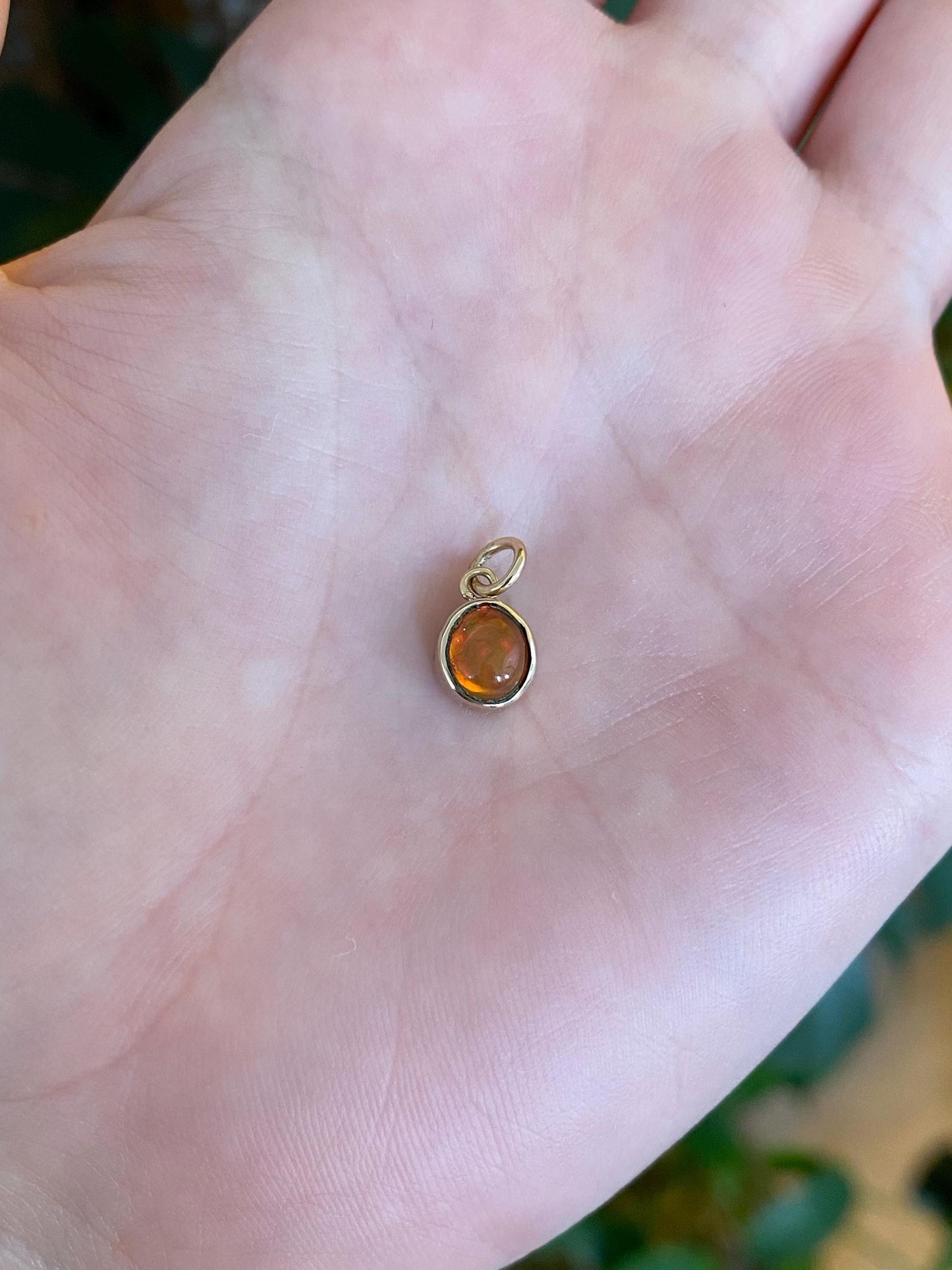Vintage Solid 14k Yellow Gold Fire Opal Cabochon Charm