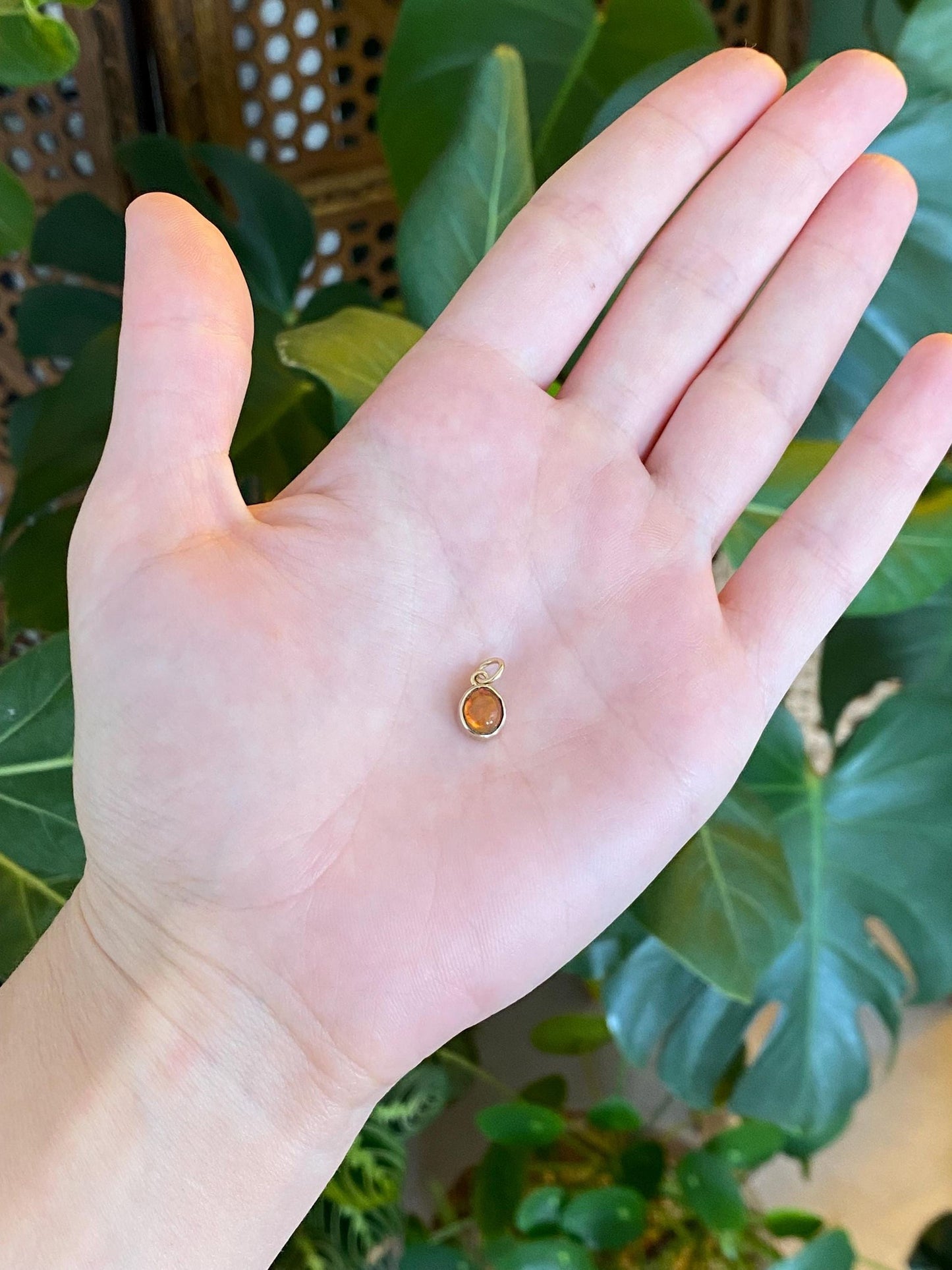Vintage Solid 14k Yellow Gold Fire Opal Cabochon Charm