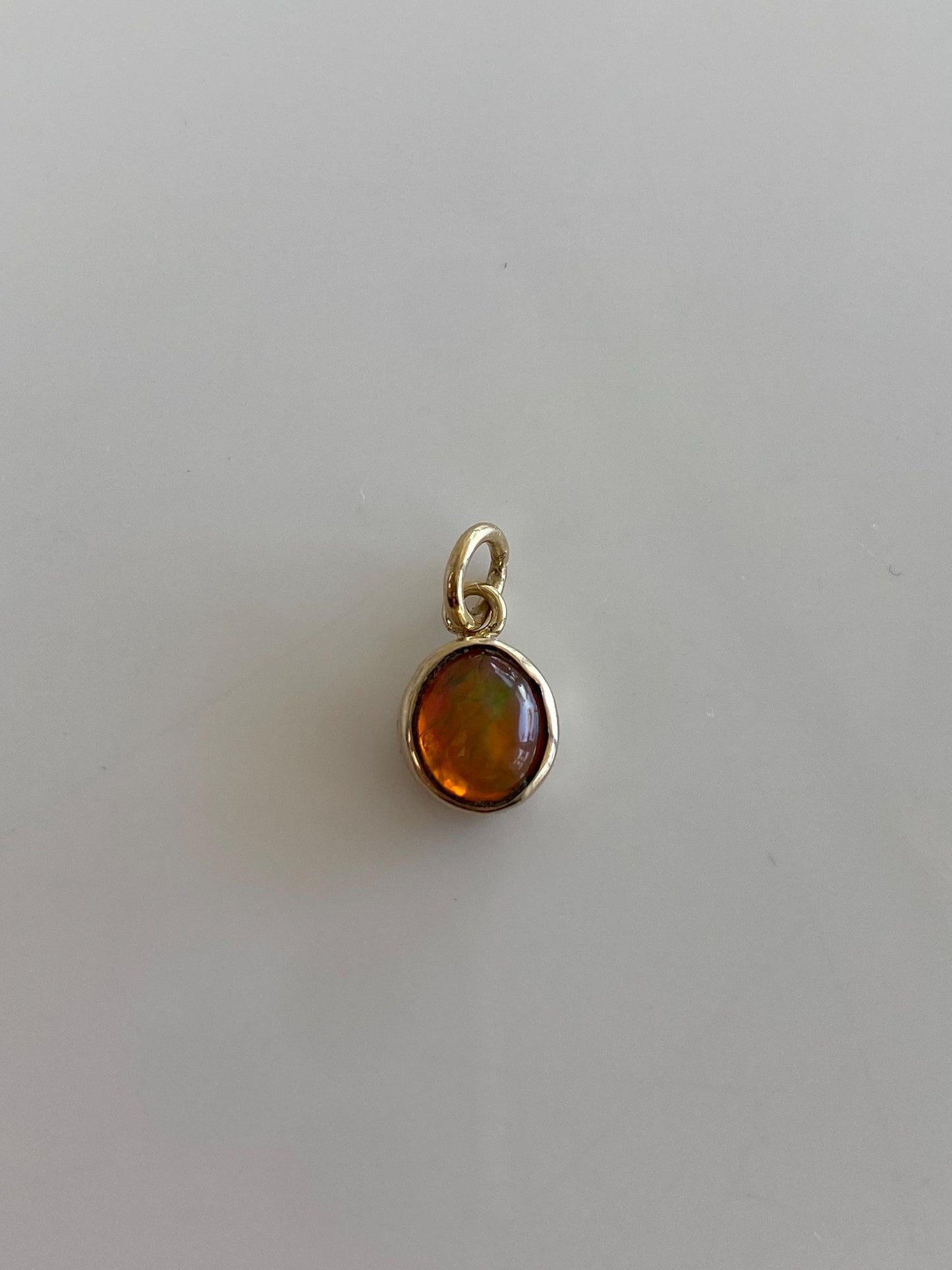 Vintage Solid 14k Yellow Gold Fire Opal Cabochon Charm