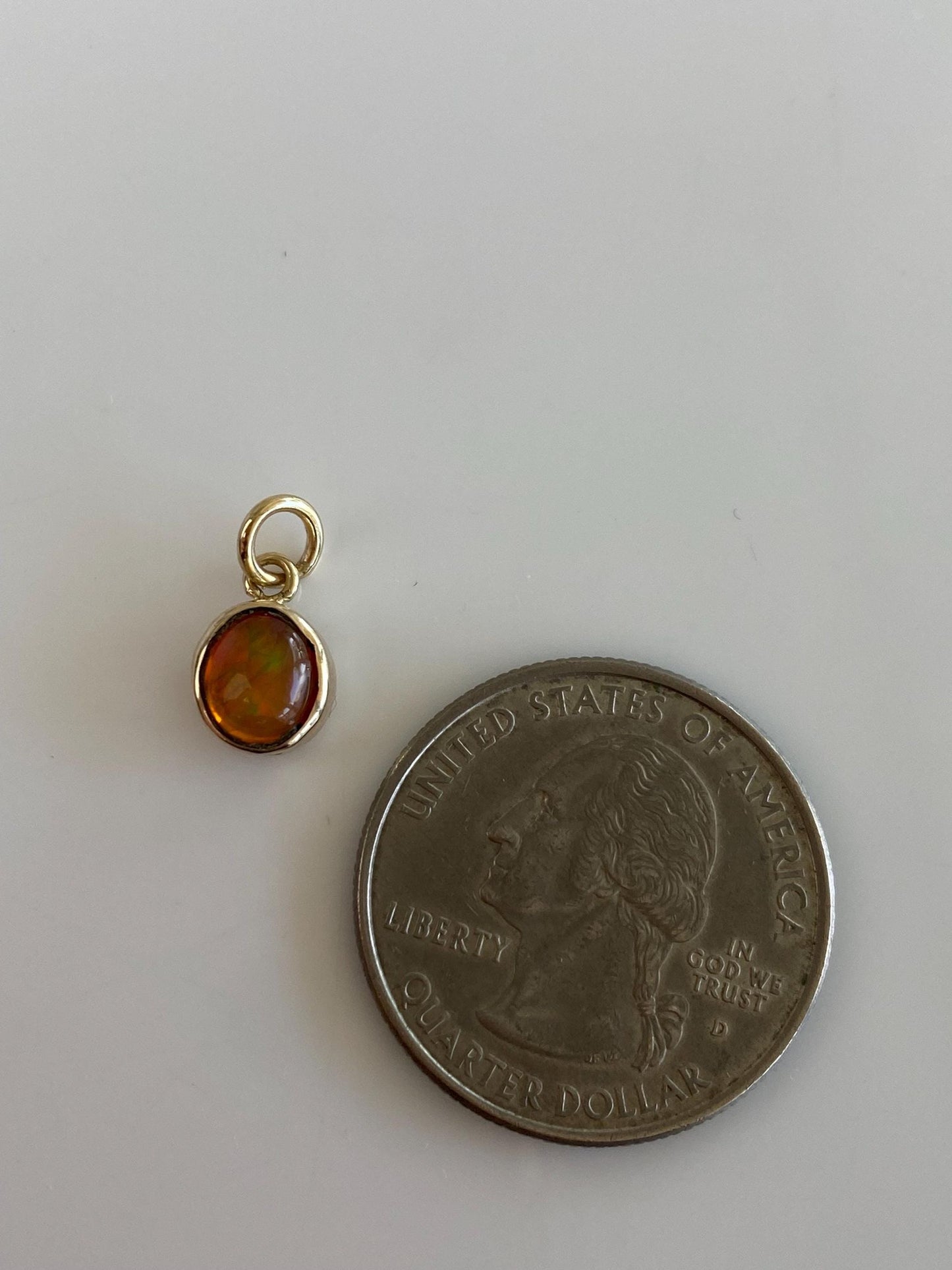 Vintage Solid 14k Yellow Gold Fire Opal Cabochon Charm