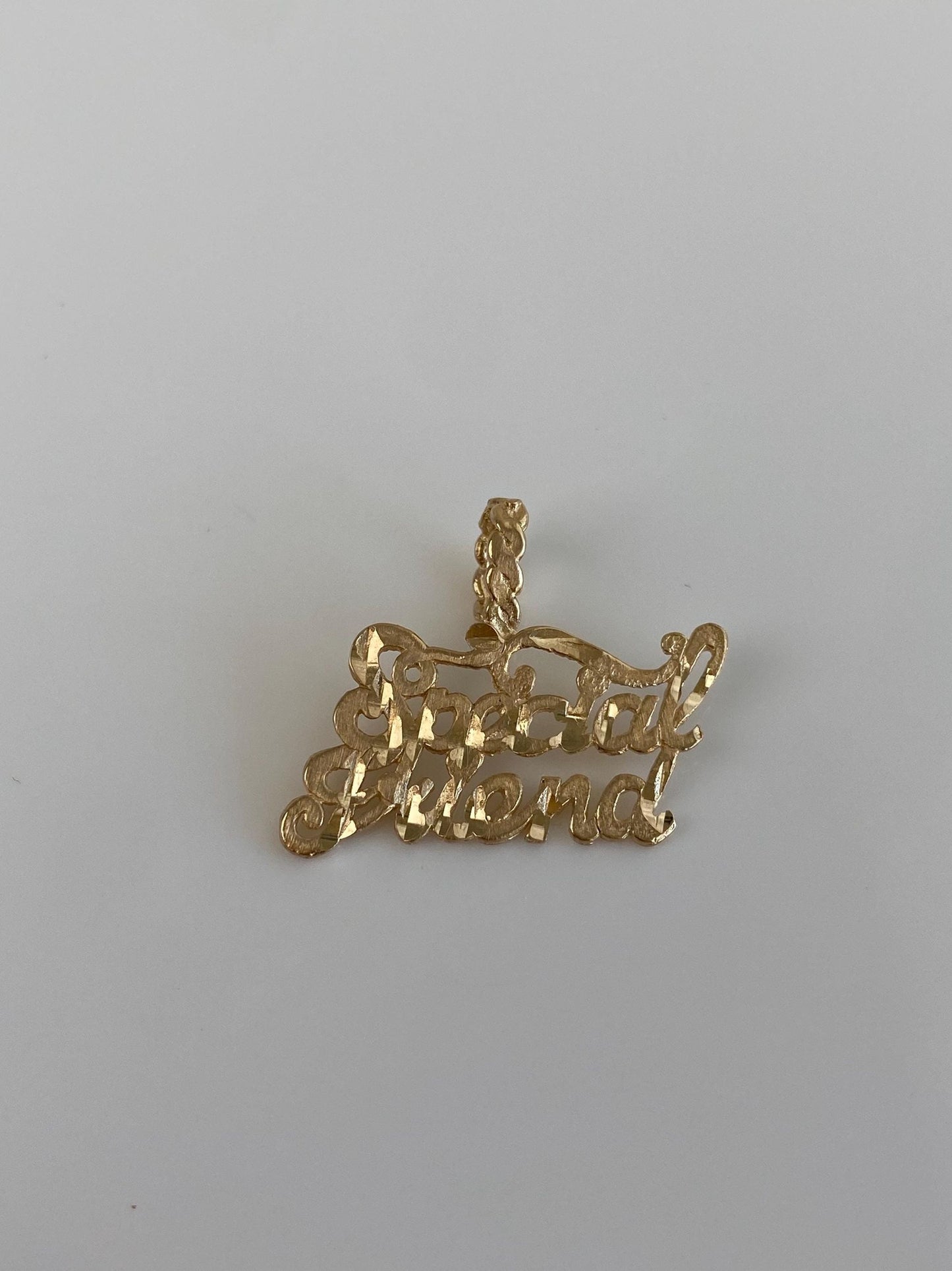 Vintage Solid 14k Yellow Gold Diamond Cut Special Friend Charm