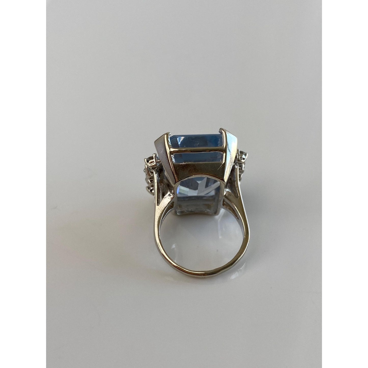 Vintage Solid 14k White Gold Diamond Topaz Ring - Size 5.5