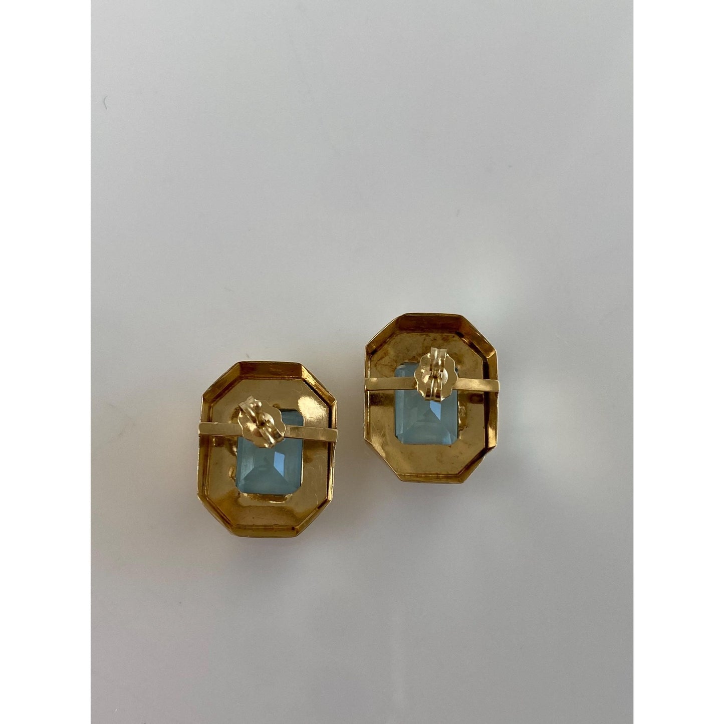 Vintage Solid 14k Yellow Gold Topaz Stud Earrings