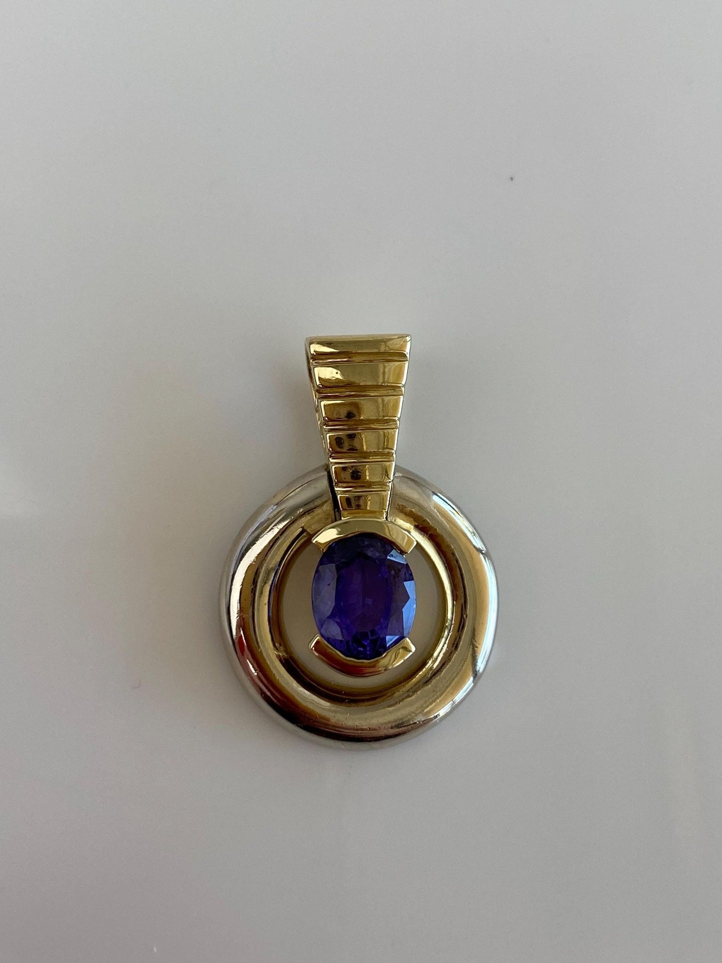 Vintage Solid 14k White & Yellow Gold Tanzanite Charm