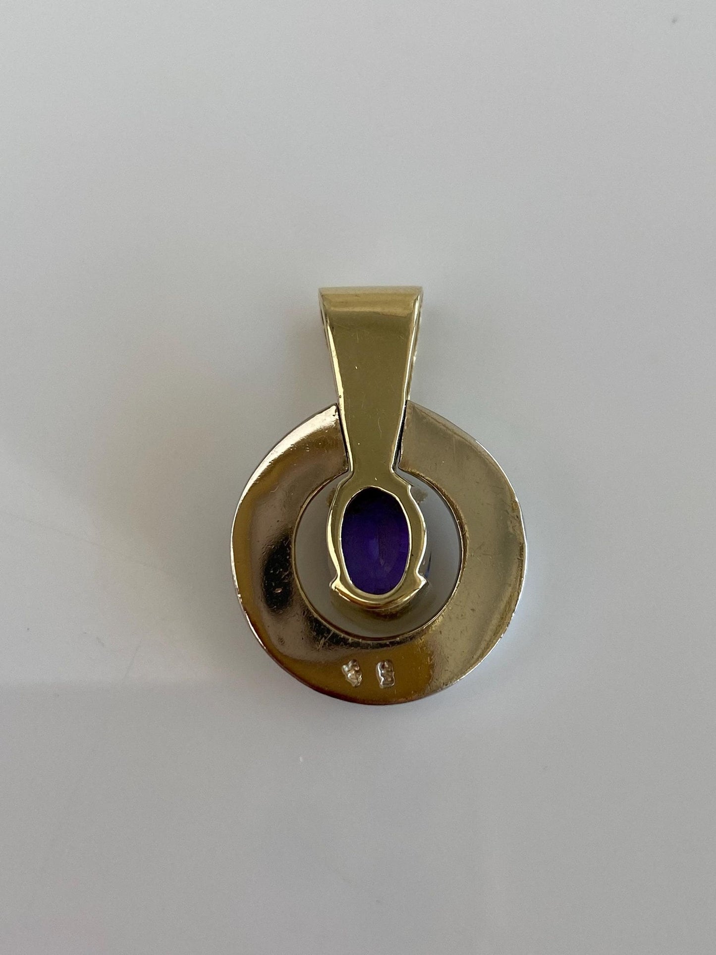 Vintage Solid 14k White & Yellow Gold Tanzanite Charm