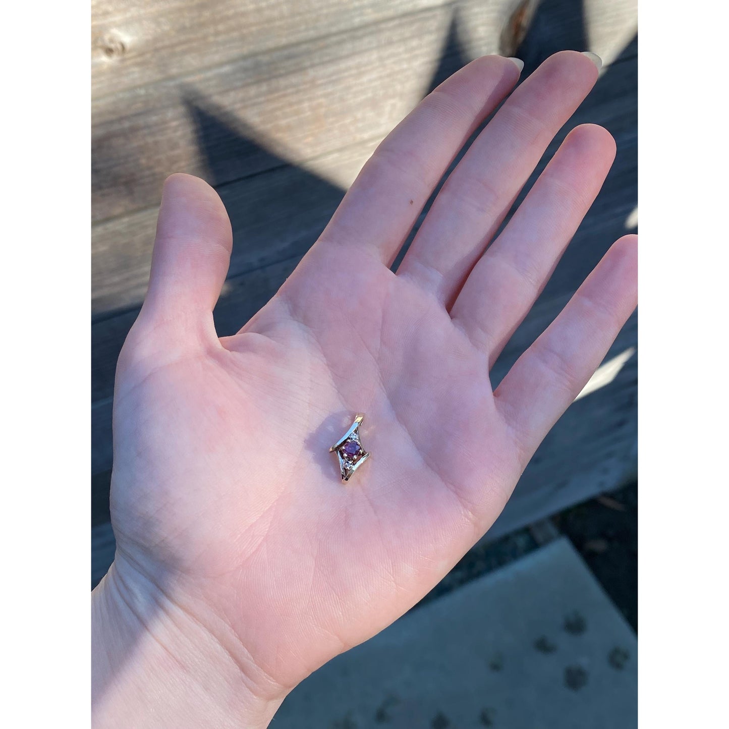 Vintage Solid 10k Yellow Gold Clear & Pink Sapphire Charm